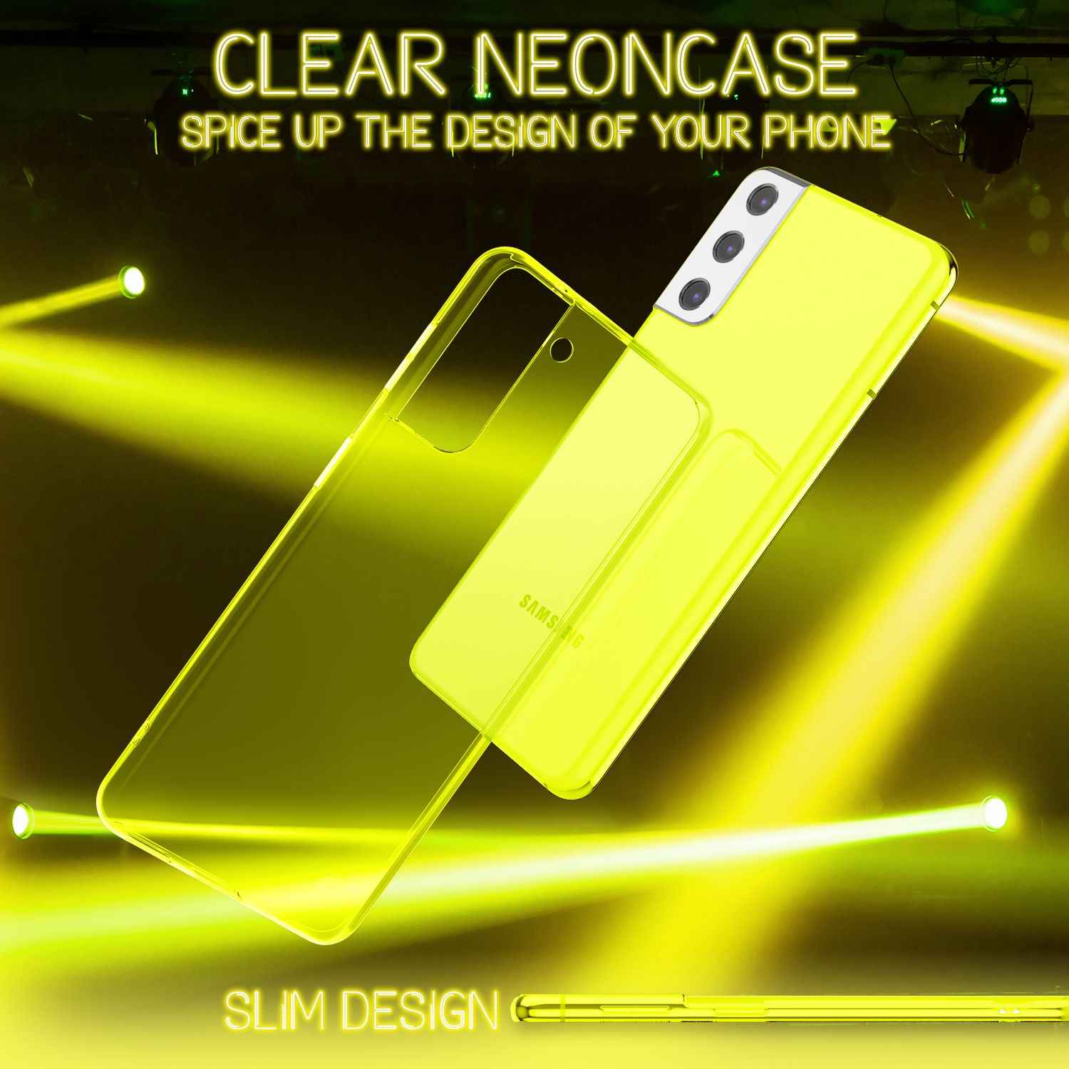 NALIA Klare Neon Handyhülle für Samsung Galaxy S22, Durchsichtig Bunt Leuchtend Vergilbungsfrei, Dünne Robuste Schutzhülle Cover Case