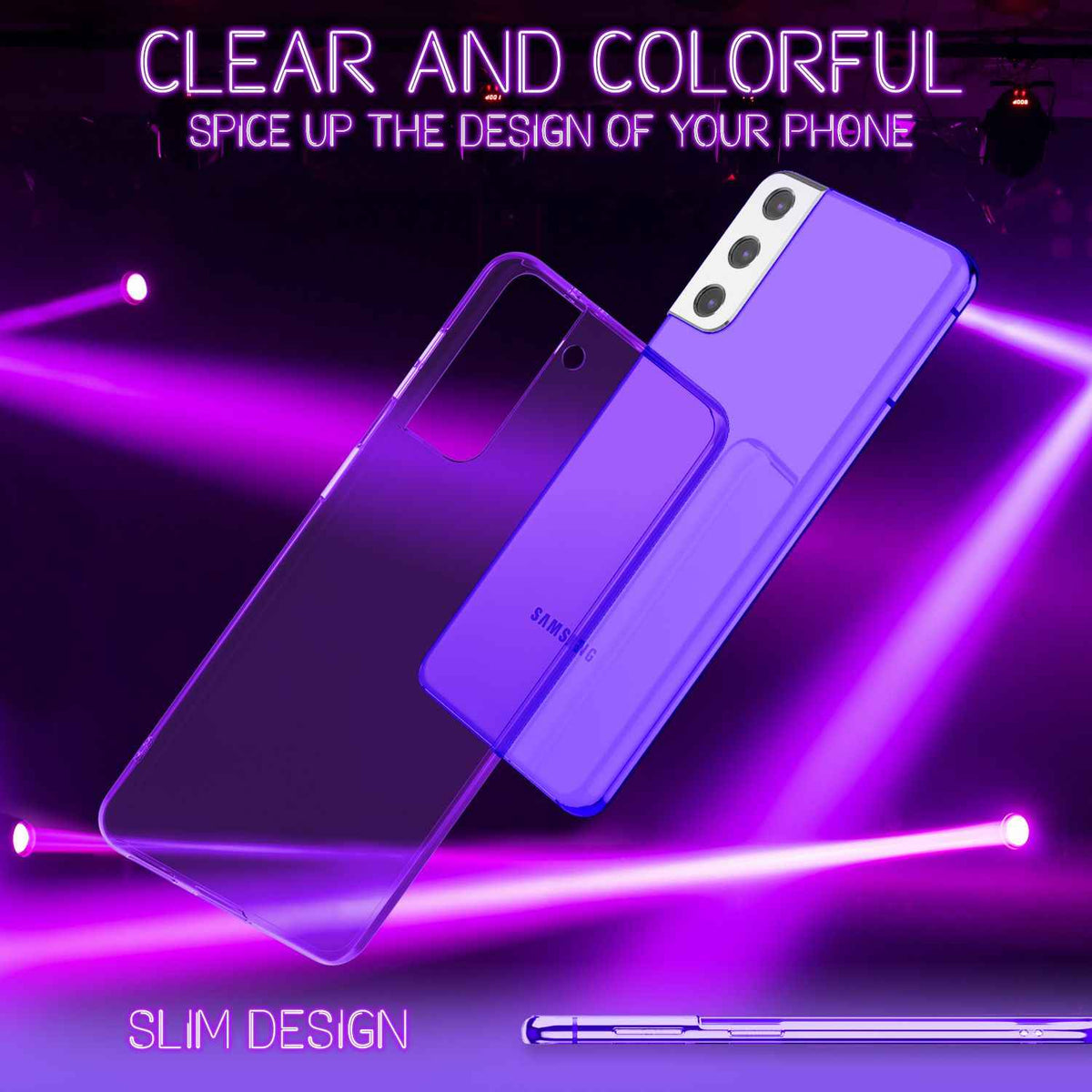 NALIA Klare Neon Handyhülle für Samsung Galaxy S22, Durchsichtig Bunt Leuchtend Vergilbungsfrei, Dünne Robuste Schutzhülle Cover Case