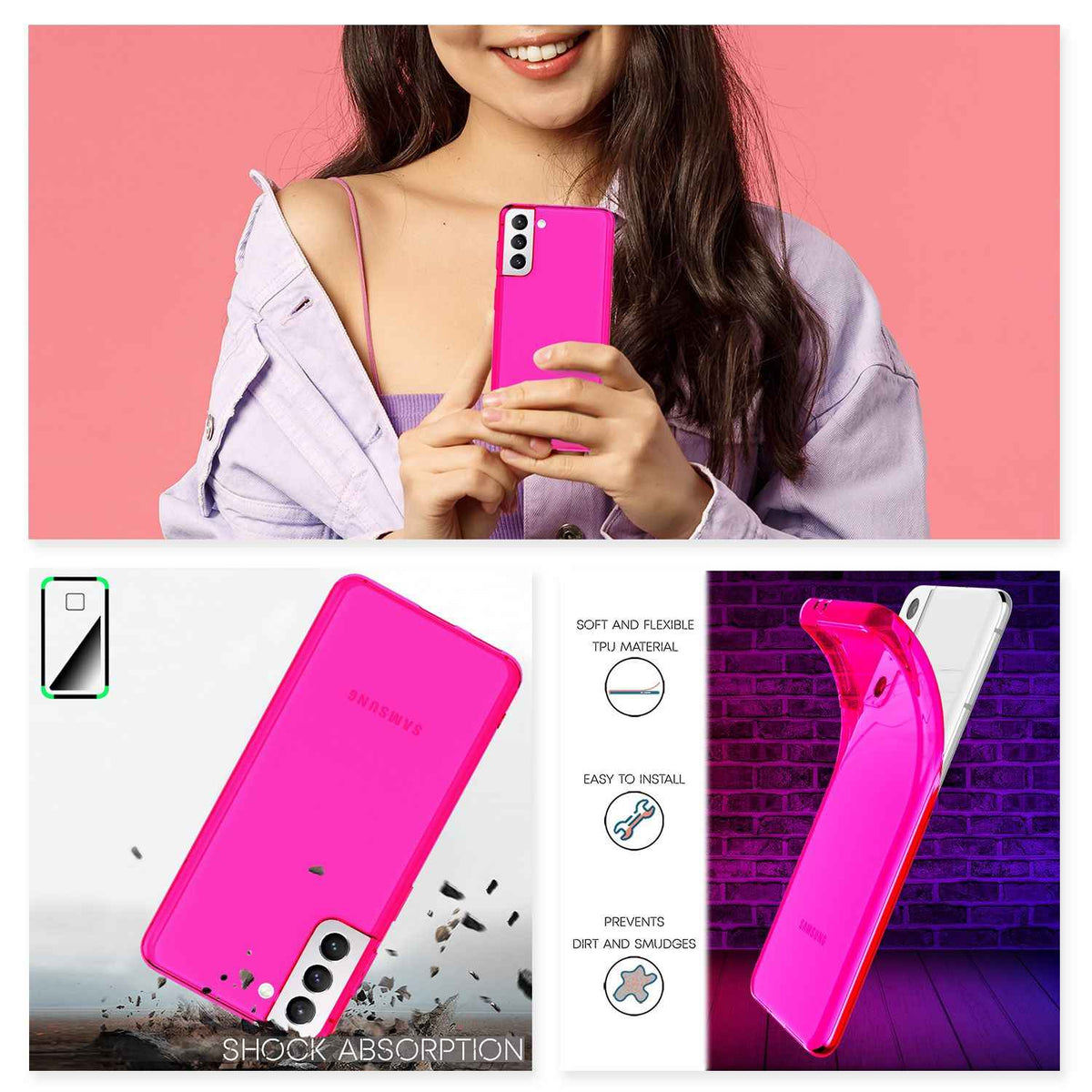 NALIA Klare Neon Handyhülle für Samsung Galaxy S22, Durchsichtig Bunt Leuchtend Vergilbungsfrei, Dünne Robuste Schutzhülle Cover Case