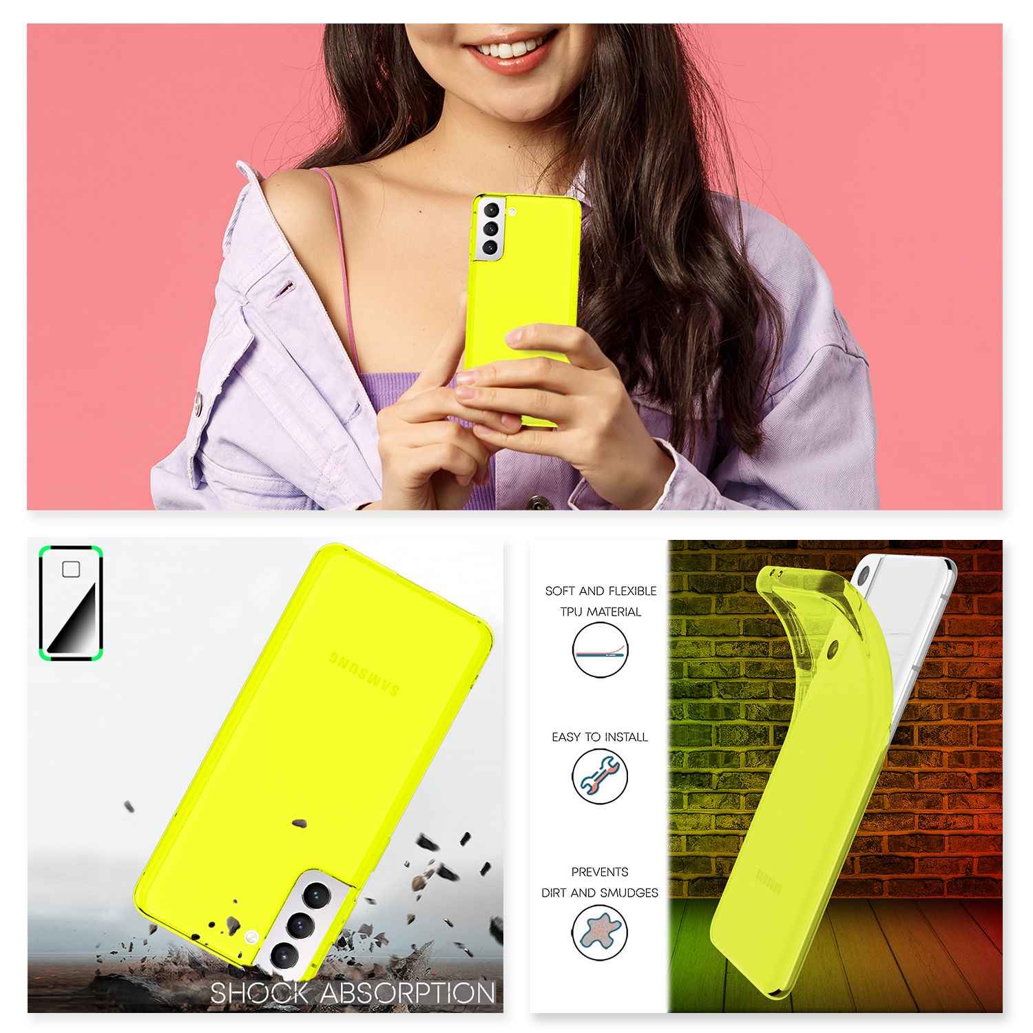 NALIA Klare Neon Handyhülle für Samsung Galaxy S22, Durchsichtig Bunt Leuchtend Vergilbungsfrei, Dünne Robuste Schutzhülle Cover Case