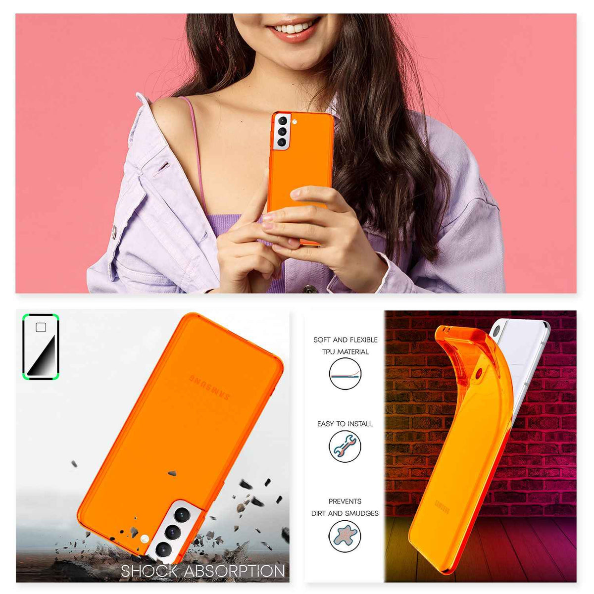 NALIA Klare Neon Handyhülle für Samsung Galaxy S22, Durchsichtig Bunt Leuchtend Vergilbungsfrei, Dünne Robuste Schutzhülle Cover Case