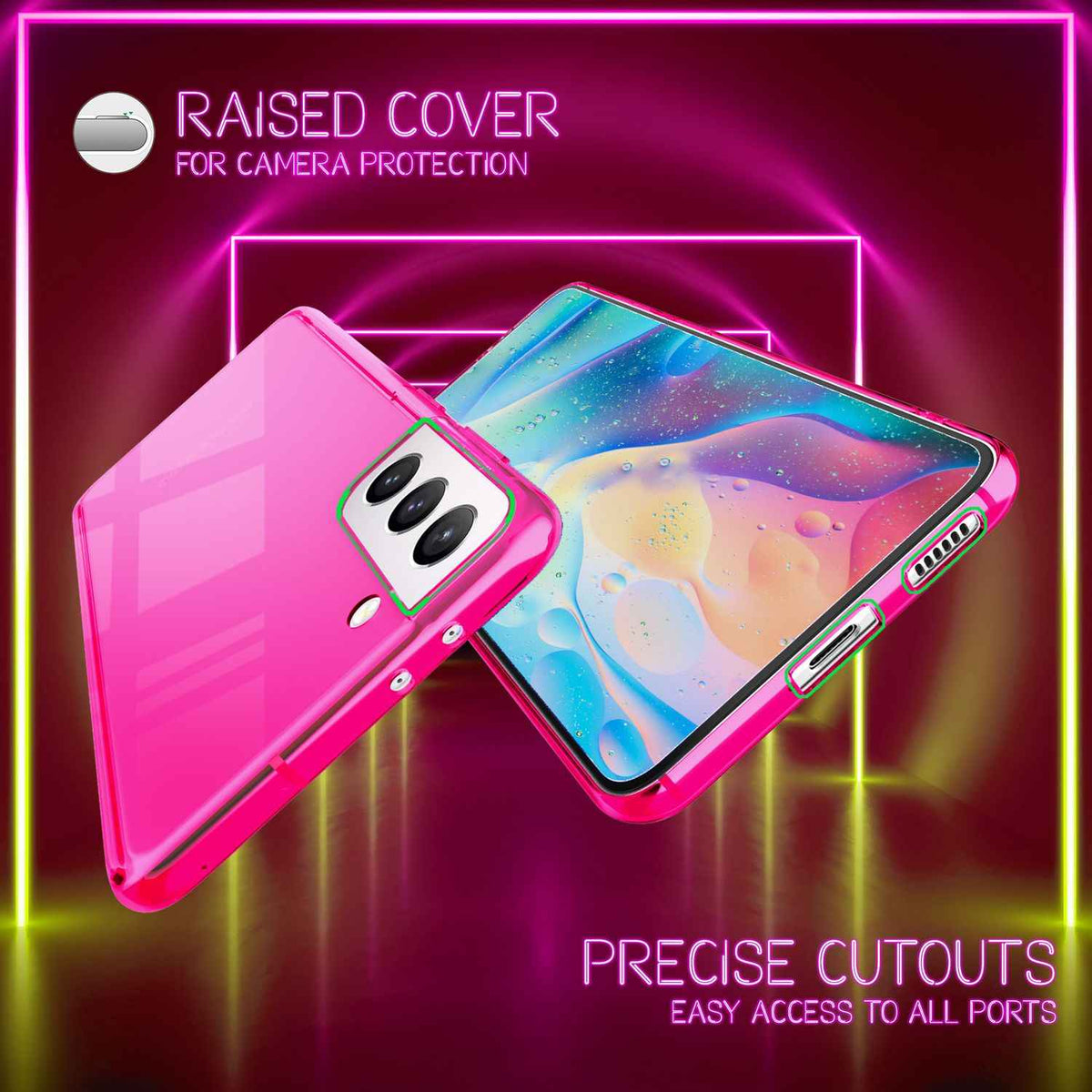 NALIA Klare Neon Handyhülle für Samsung Galaxy S22, Durchsichtig Bunt Leuchtend Vergilbungsfrei, Dünne Robuste Schutzhülle Cover Case