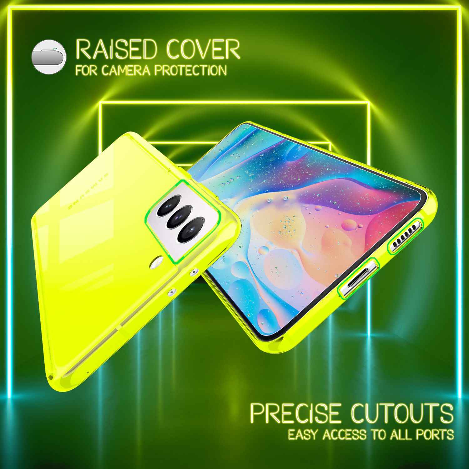 NALIA Klare Neon Handyhülle für Samsung Galaxy S22, Durchsichtig Bunt Leuchtend Vergilbungsfrei, Dünne Robuste Schutzhülle Cover Case