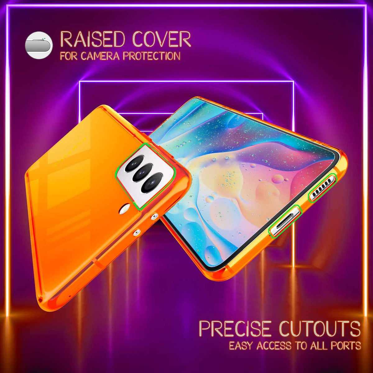 NALIA Klare Neon Handyhülle für Samsung Galaxy S22, Durchsichtig Bunt Leuchtend Vergilbungsfrei, Dünne Robuste Schutzhülle Cover Case