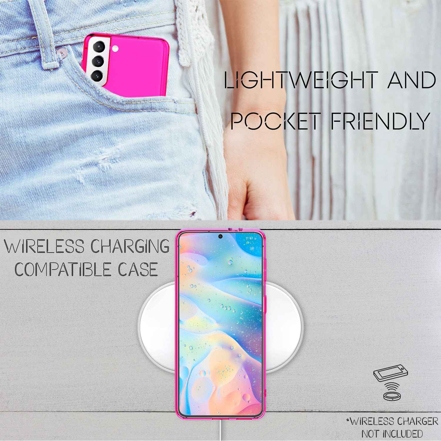 NALIA Klare Neon Handyhülle für Samsung Galaxy S22, Durchsichtig Bunt Leuchtend Vergilbungsfrei, Dünne Robuste Schutzhülle Cover Case