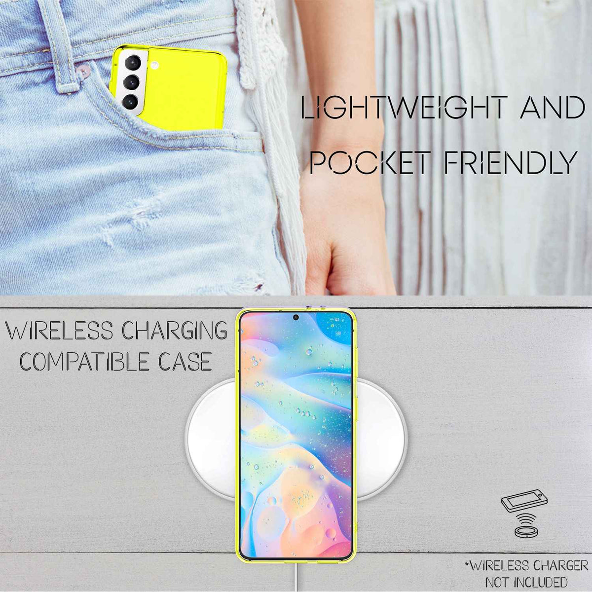 NALIA Klare Neon Handyhülle für Samsung Galaxy S22, Durchsichtig Bunt Leuchtend Vergilbungsfrei, Dünne Robuste Schutzhülle Cover Case