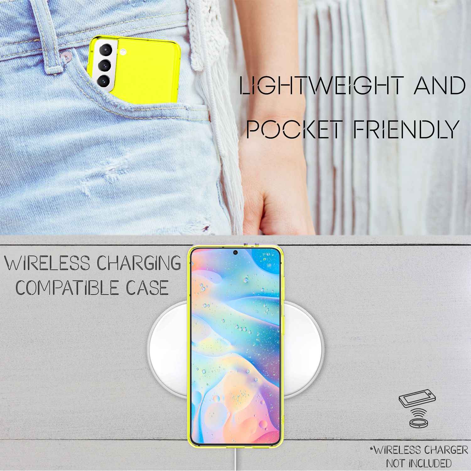NALIA Klare Neon Handyhülle für Samsung Galaxy S22, Durchsichtig Bunt Leuchtend Vergilbungsfrei, Dünne Robuste Schutzhülle Cover Case
