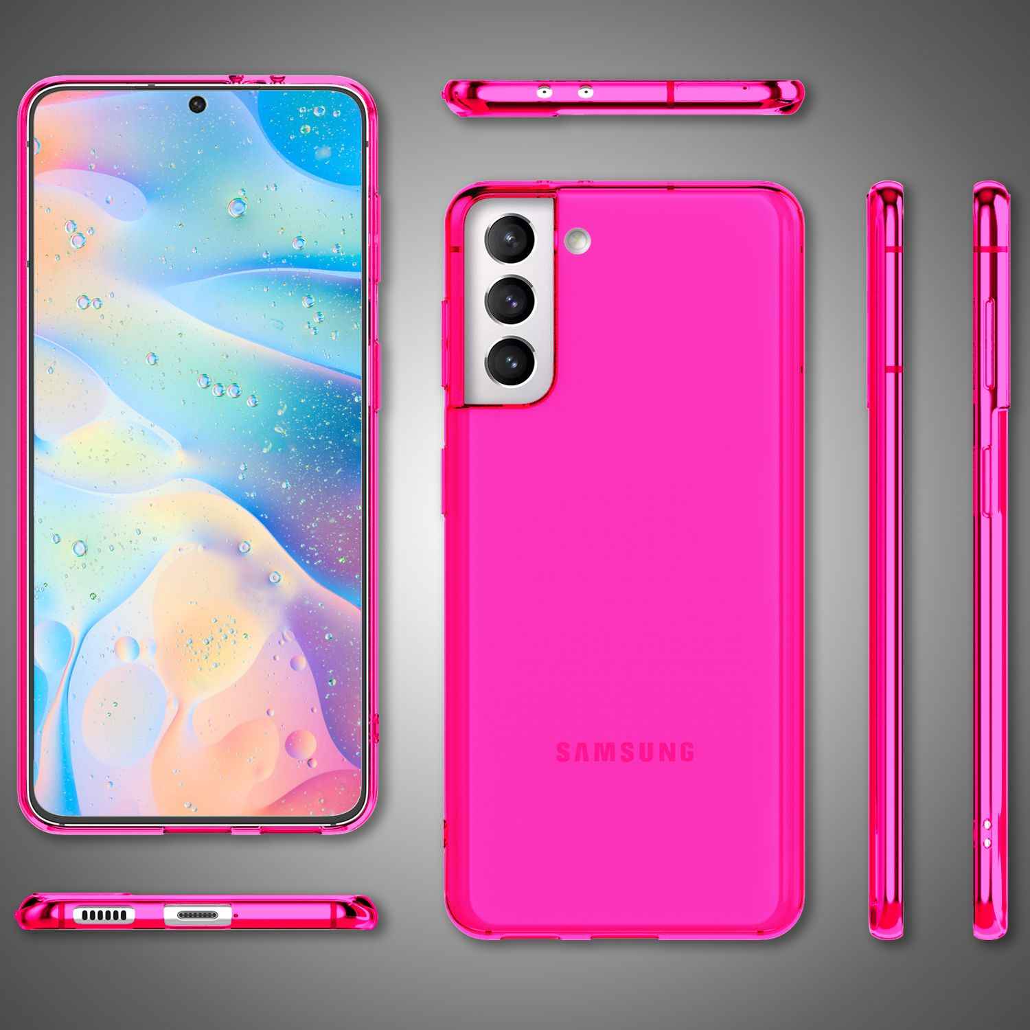 NALIA Klare Neon Handyhülle für Samsung Galaxy S22, Durchsichtig Bunt Leuchtend Vergilbungsfrei, Dünne Robuste Schutzhülle Cover Case