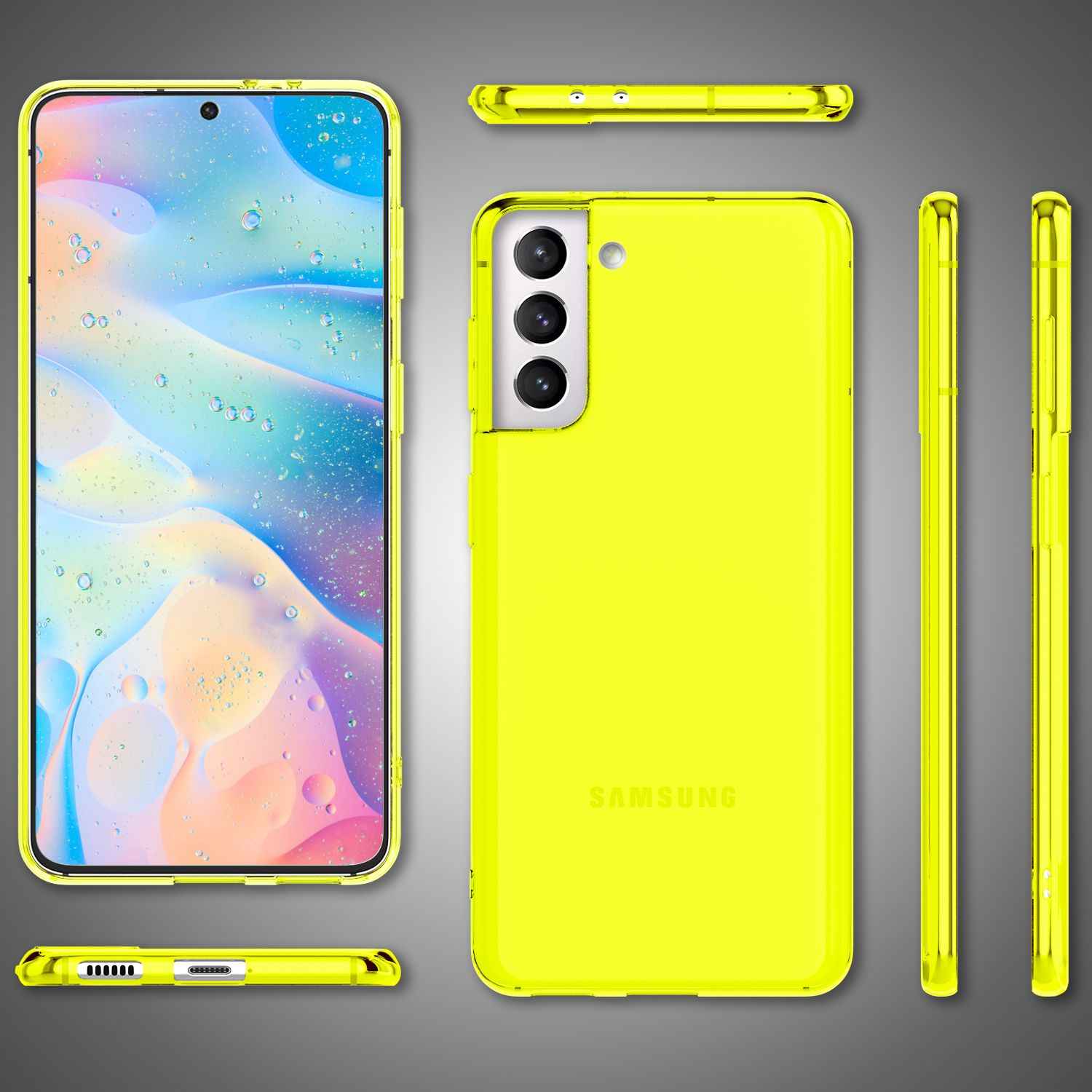 NALIA Klare Neon Handyhülle für Samsung Galaxy S22, Durchsichtig Bunt Leuchtend Vergilbungsfrei, Dünne Robuste Schutzhülle Cover Case