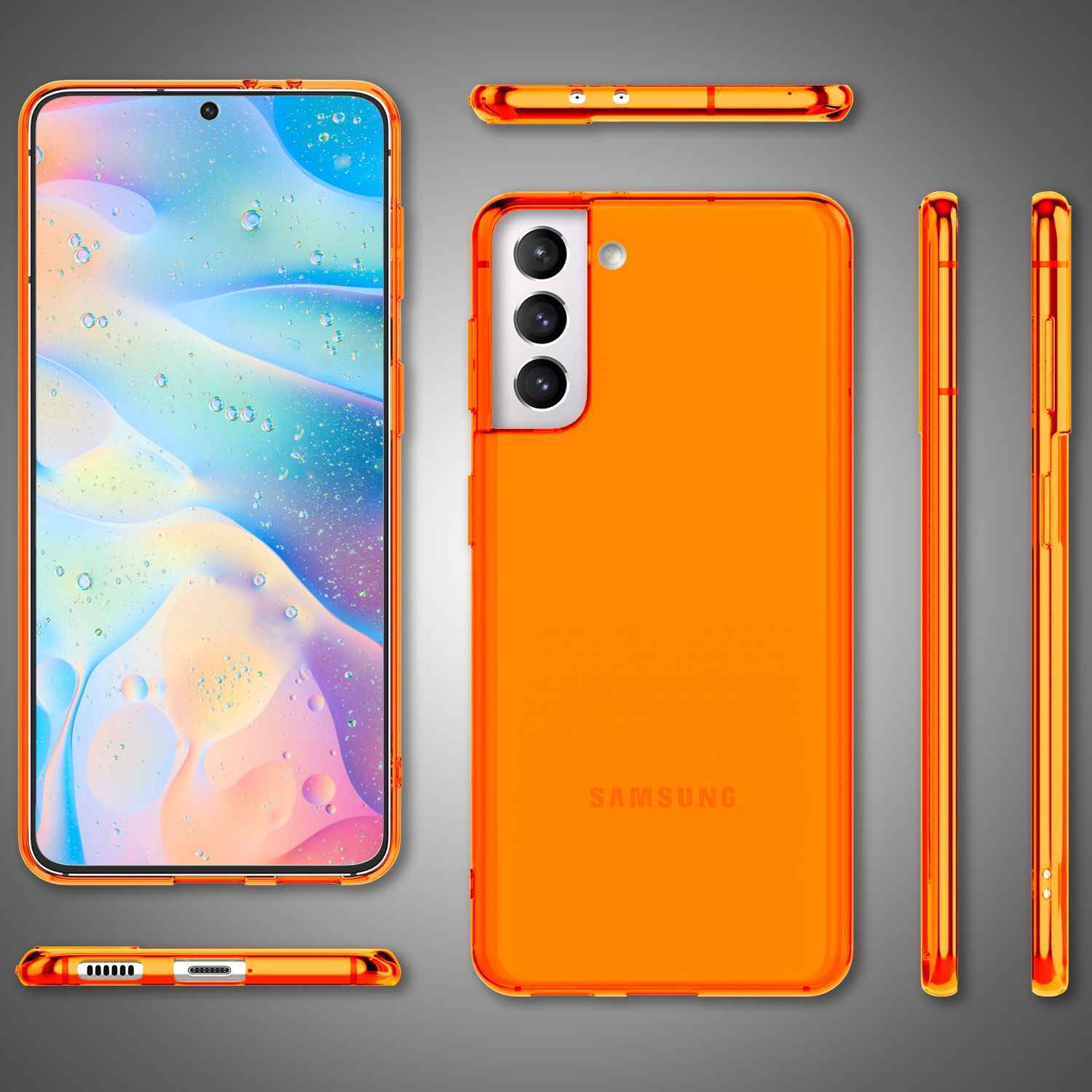 NALIA Klare Neon Handyhülle für Samsung Galaxy S22, Durchsichtig Bunt Leuchtend Vergilbungsfrei, Dünne Robuste Schutzhülle Cover Case