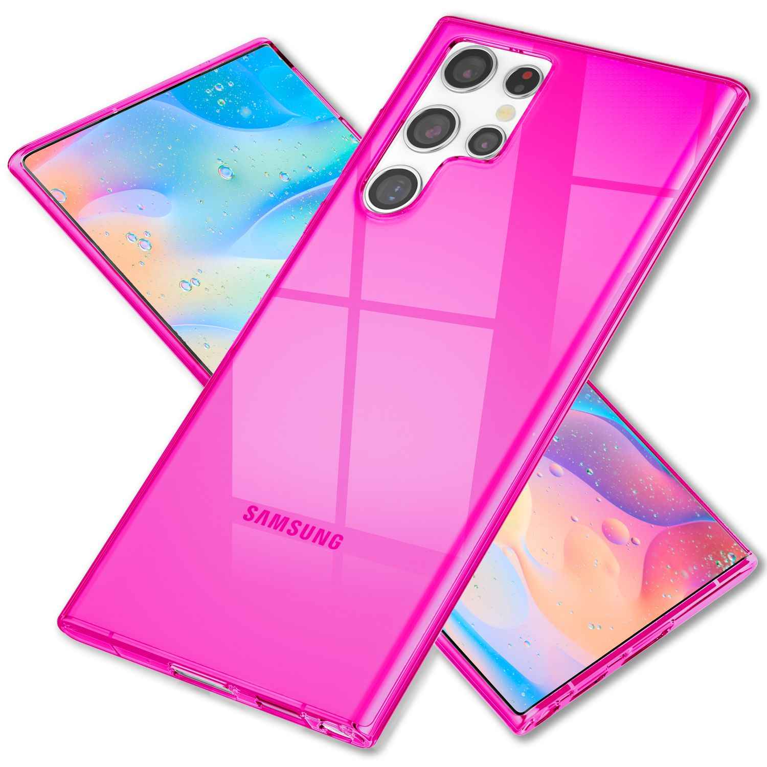 NALIA Klare Neon Handyhülle für Samsung Galaxy S22 Ultra, Durchsichtig Bunt Leuchtend, Dünne Schutzhülle Cover