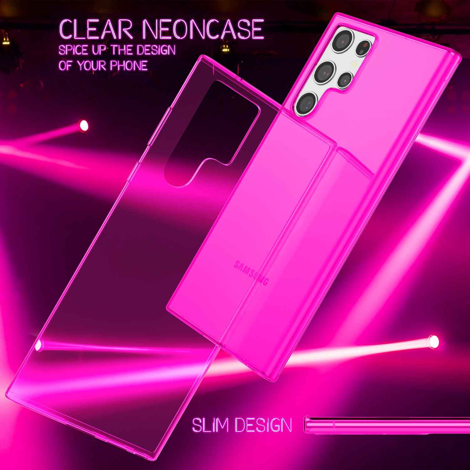 NALIA Klare Neon Handyhülle für Samsung Galaxy S22 Ultra, Durchsichtig Bunt Leuchtend, Dünne Schutzhülle Cover