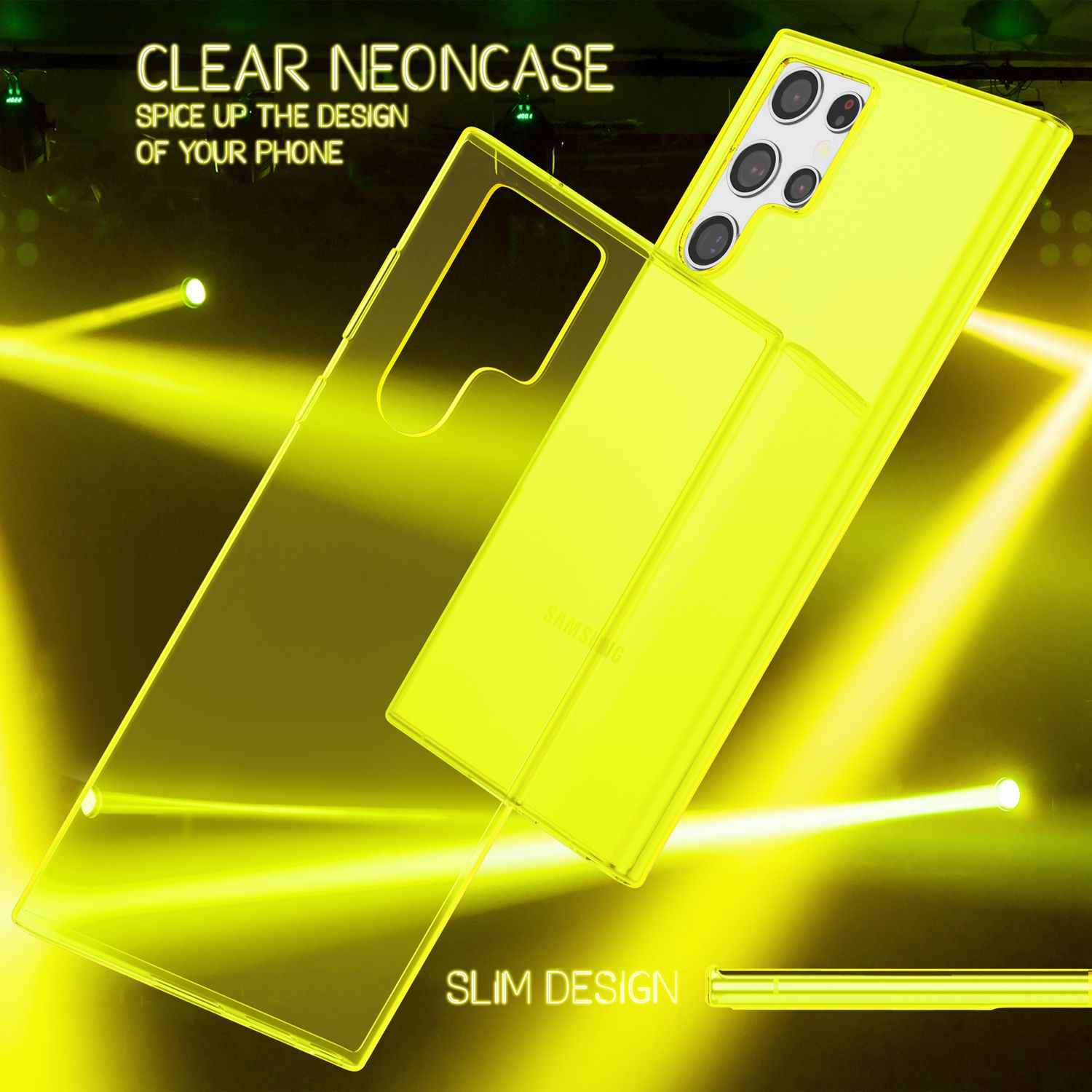 NALIA Klare Neon Handyhülle für Samsung Galaxy S22 Ultra, Durchsichtig Bunt Leuchtend, Dünne Schutzhülle Cover