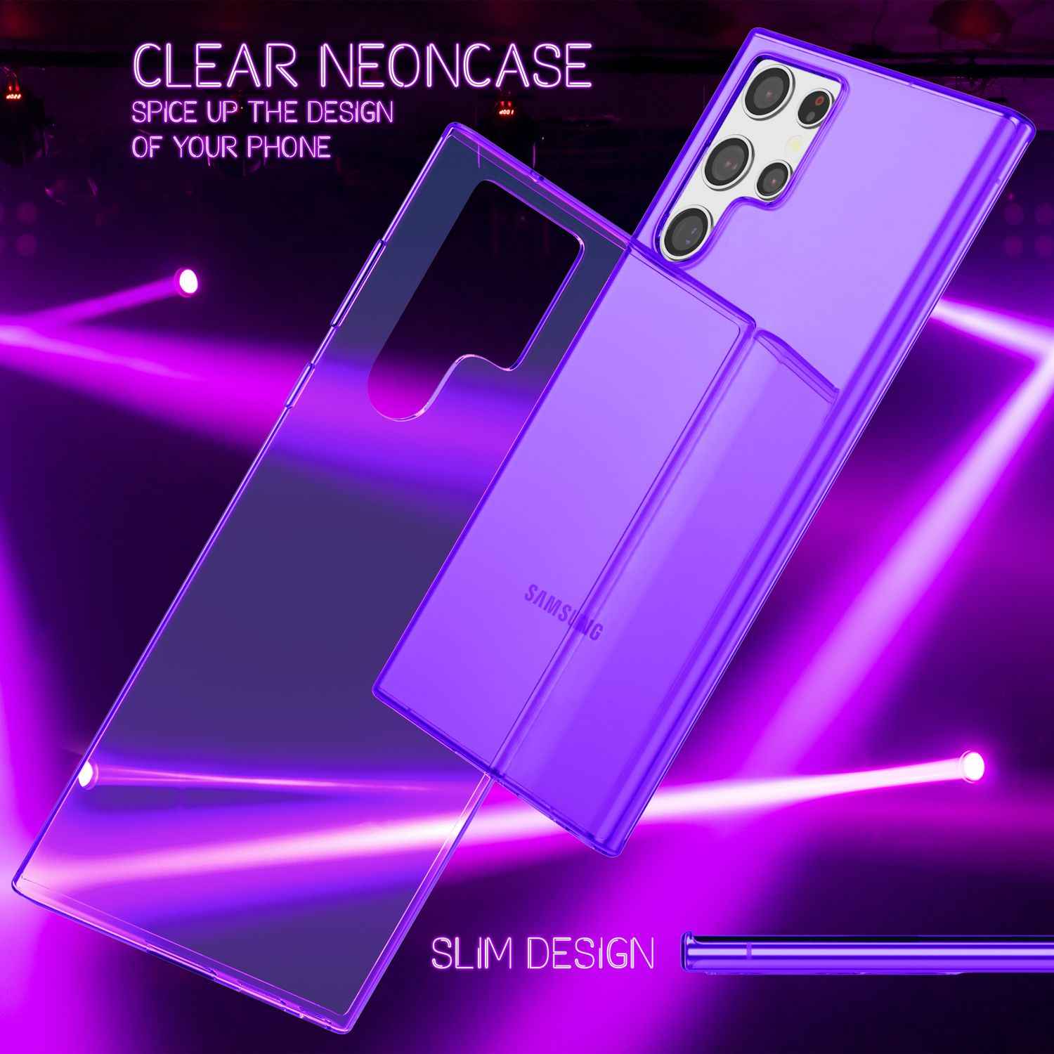 NALIA Klare Neon Handyhülle für Samsung Galaxy S22 Ultra, Durchsichtig Bunt Leuchtend, Dünne Schutzhülle Cover