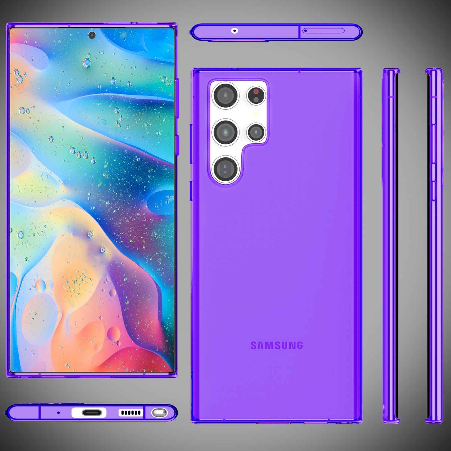 NALIA Klare Neon Handyhülle für Samsung Galaxy S22 Ultra, Durchsichtig Bunt Leuchtend, Dünne Schutzhülle Cover