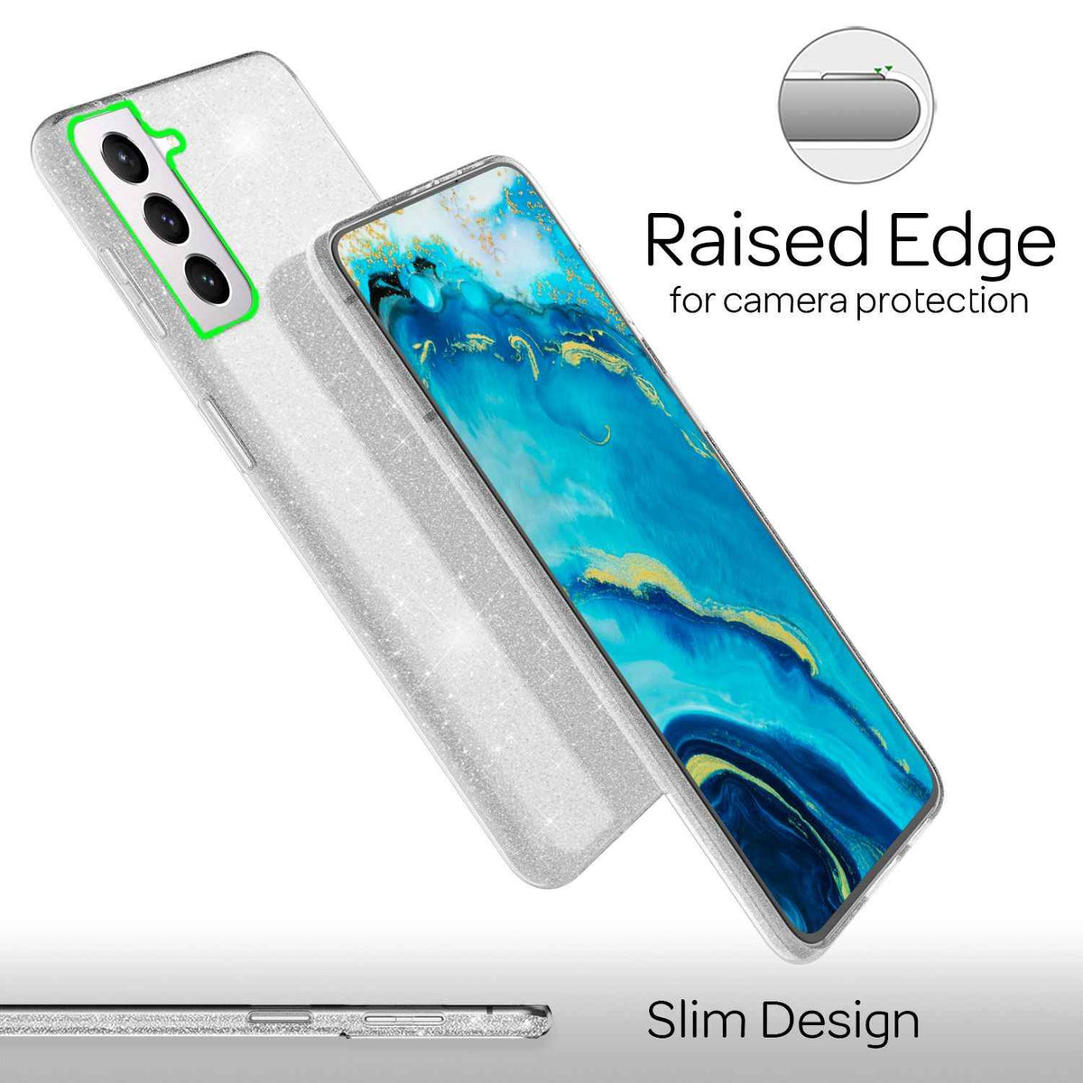 NALIA Robuste Glitzerhülle für Samsung Galaxy S22 Plus, Glänzende Glitzer Hybrid Schutzhülle Verstärkte Silikonhülle