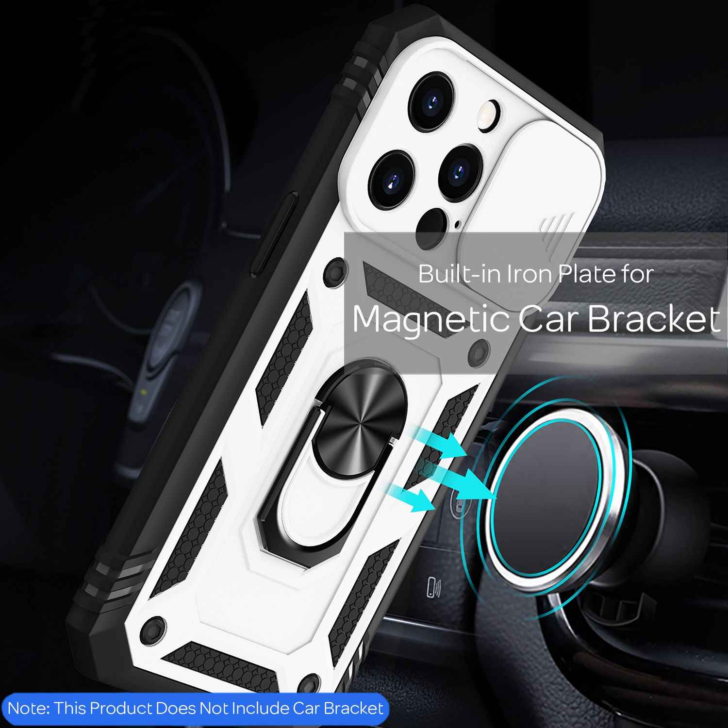 NALIA Military-Style Ringhülle für iPhone 13 Pro, Extrem Schützend mit Display-Rahmen & Kamera-Abdeckung, 360° Ring für Standfunktion & KFZ-Halterung
