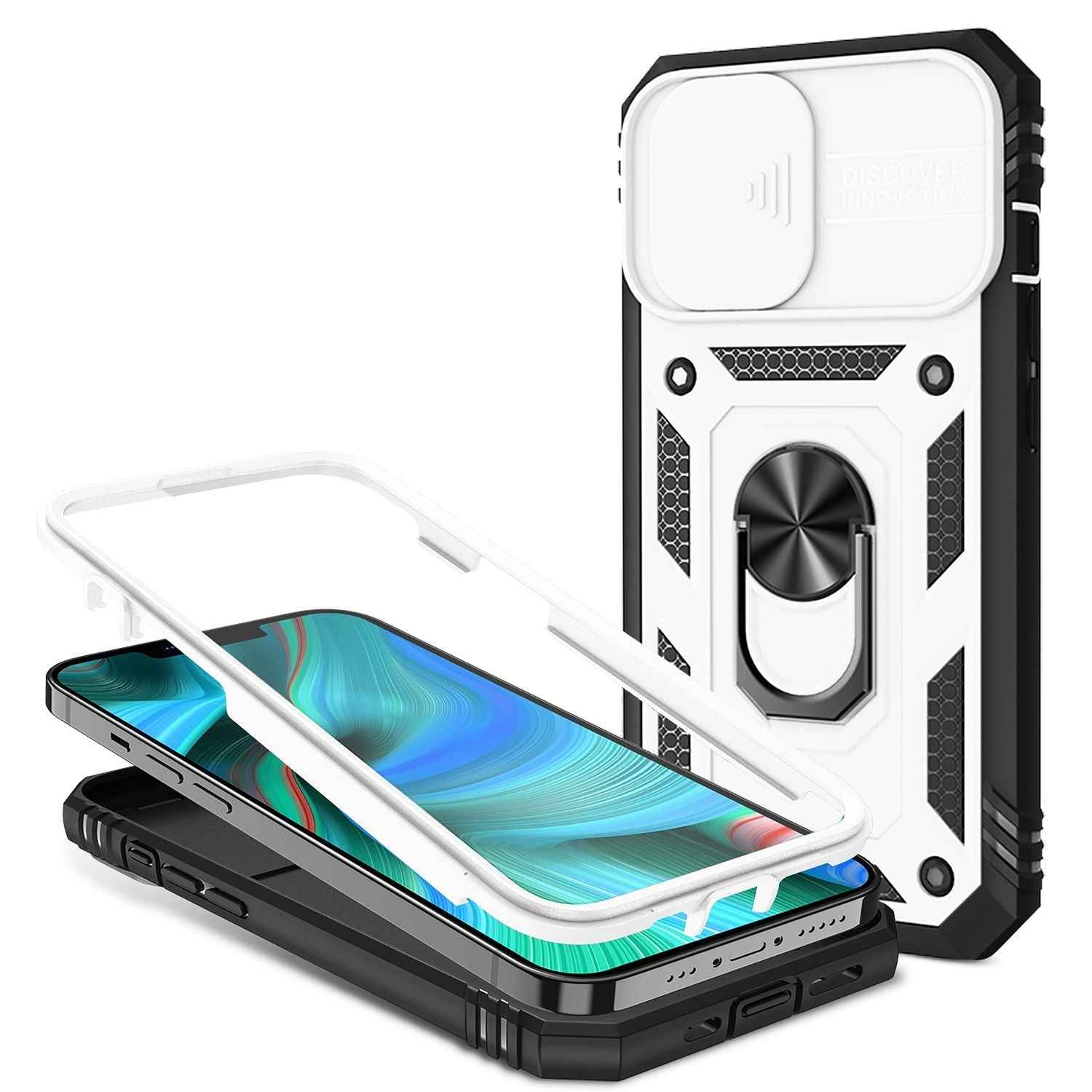 NALIA Military-Style Ringhülle für iPhone 13 Pro Max, Extrem Schützend mit Display-Rahmen & Kamera-Abdeckung