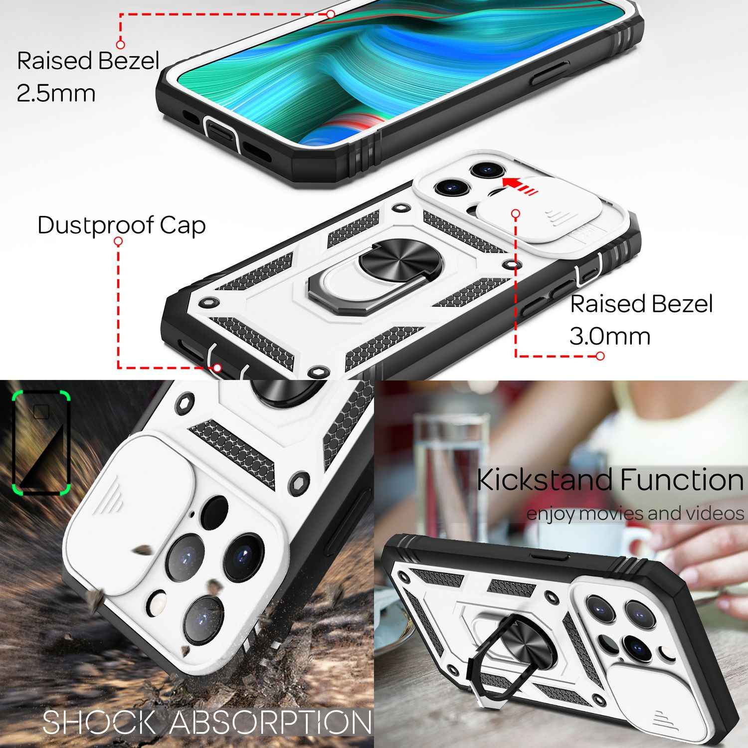 NALIA Military-Style Ringhülle für iPhone 13 Pro Max, Extrem Schützend mit Display-Rahmen & Kamera-Abdeckung