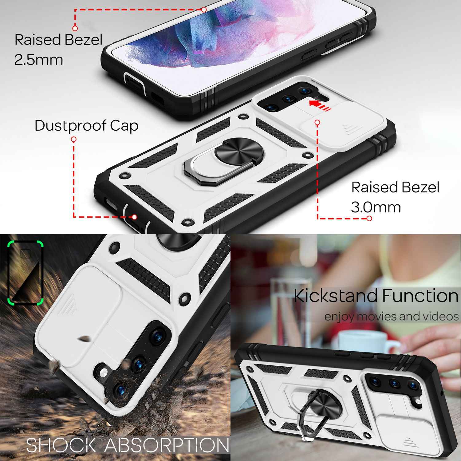 NALIA Military-Style Ringhülle für Samsung Galaxy S21, Extrem Schützend mit Display-Rahmen & Kamera-Abdeckung