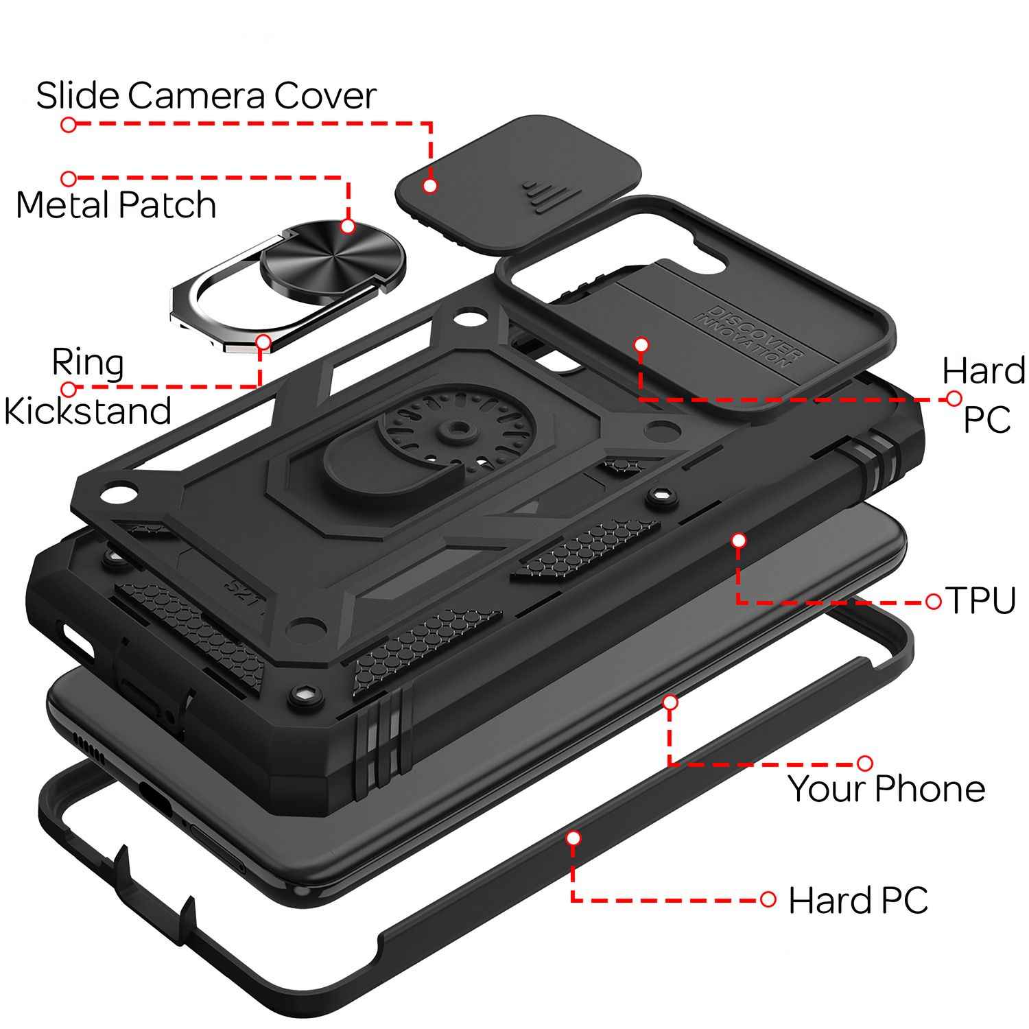 NALIA Military-Style Ringhülle für Samsung Galaxy S21, Extrem Schützend mit Display-Rahmen & Kamera-Abdeckung