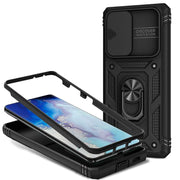 NALIA Military-Style Ringhülle für Samsung Galaxy S21 Ultra, Extrem Schützend mit Display-Rahmen & Kamera-Abdeckung, 360° Ring für Standfunktion