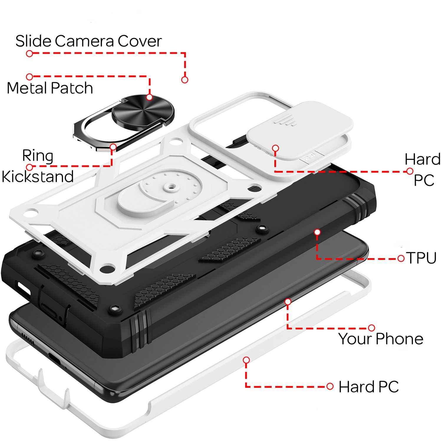 NALIA Military-Style Ringhülle für Samsung Galaxy S21 Ultra, Extrem Schützend mit Display-Rahmen & Kamera-Abdeckung, 360° Ring für Standfunktion