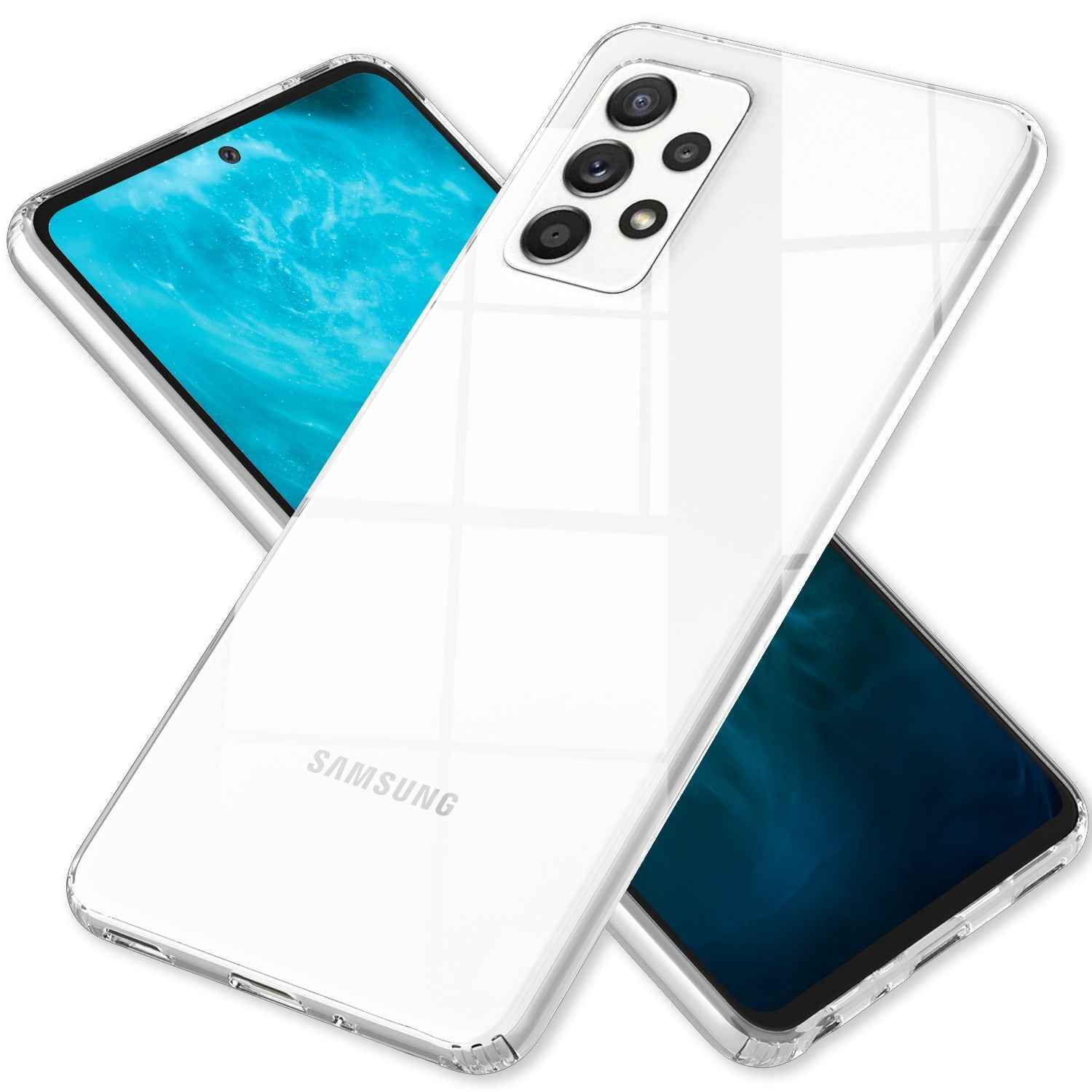 Klare Kratzfeste Hülle für Samsung Galaxy A53, Transparent Anti-Gelb Durchsichtig Stoßfest Harte Rückseite & Silikon Rahmen, Hybrid Handyhülle Schutzhülle Cover Case