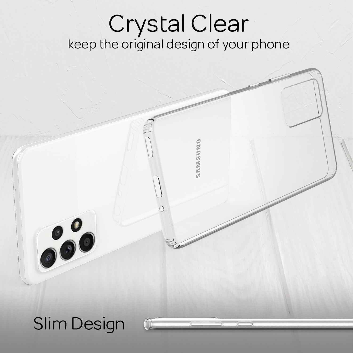 Klare Kratzfeste Hülle für Samsung Galaxy A53, Transparent Anti-Gelb Durchsichtig Stoßfest Harte Rückseite & Silikon Rahmen, Hybrid Handyhülle Schutzhülle Cover Case