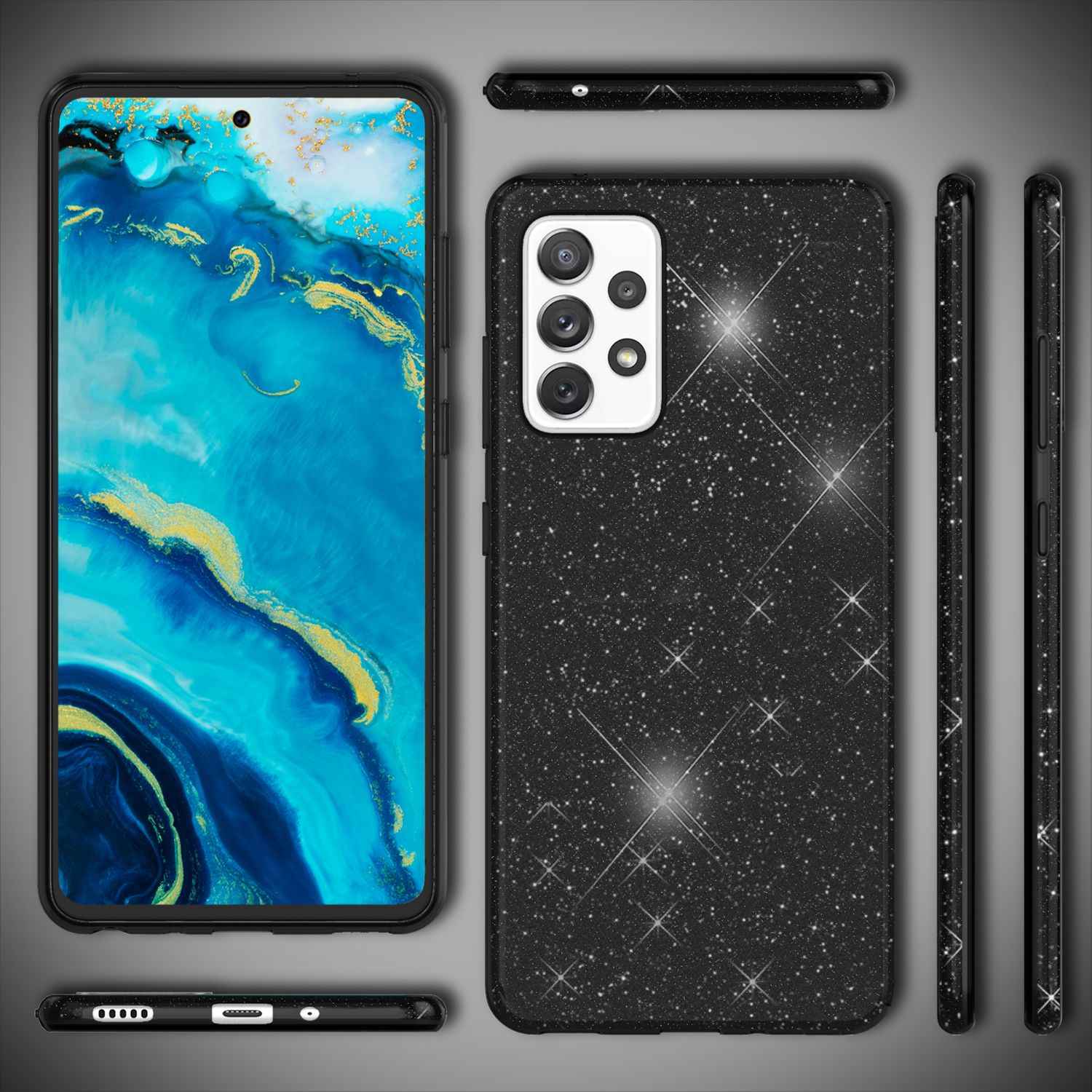 Für Samsung Galaxy A33 - Robuste Glitzer Hülle Stoßfest Glänzend Handy Schutz
