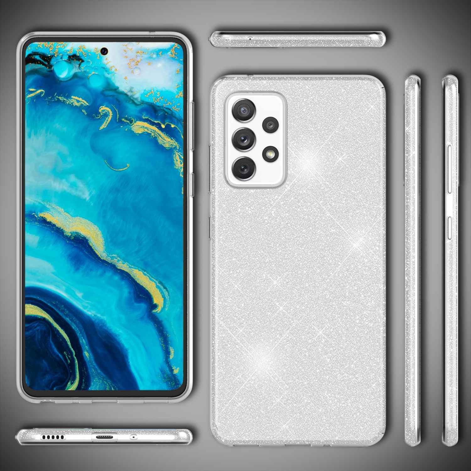 Für Samsung Galaxy A33 - Robuste Glitzer Hülle Stoßfest Glänzend Handy Schutz