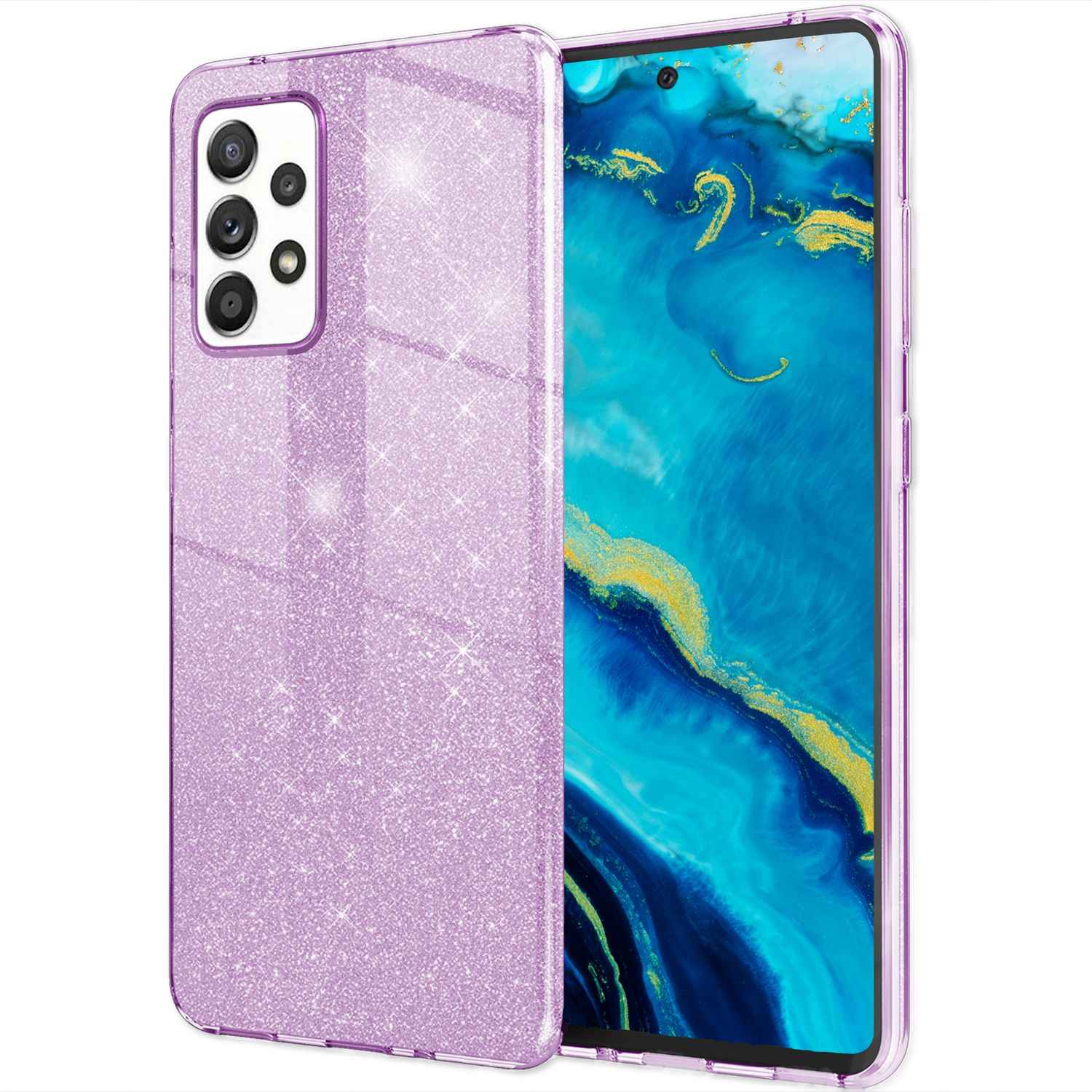NALIA Robuste Glitzerhülle für Samsung Galaxy A53, Glänzende Glitzer Hybrid Schutzhülle Verstärkte Silikon Handyhülle