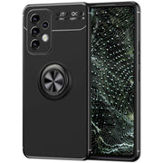 Matt-Schwarze Ringhülle für Samsung Galaxy A53, Handyhülle mit 360° Ring für Standfunktion & KFZ-Halterung, Robust Rutschfest Stoßfest, Silikon Hülle Case Schutzhülle