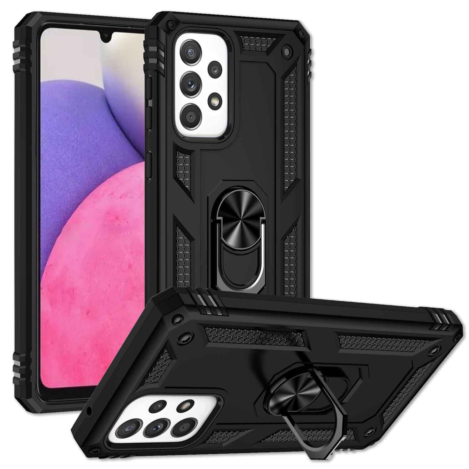 Für Samsung Galaxy A33 - Military Style Ring Hülle Stoßfest Outdoor Schutz Cover