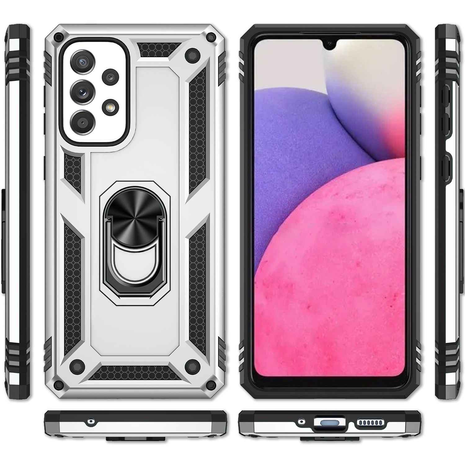 Für Samsung Galaxy A33 - Military Style Ring Hülle Stoßfest Outdoor Schutz Cover
