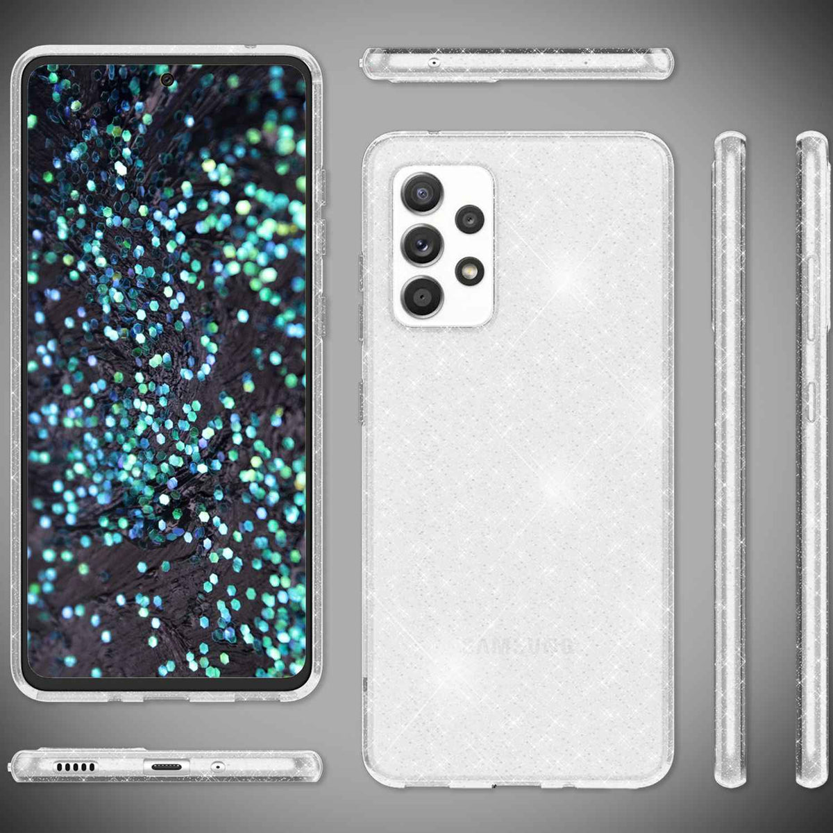 Für Samsung Galaxy A33 - Klare Glitzer Hülle Bling Diamant Silikon Handy Schutz