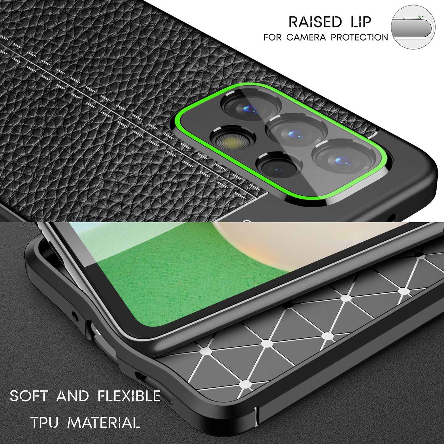 Für Samsung Galaxy A33 - Leder Look Case Anti-Fingerabdruck Silikon Handy Hülle