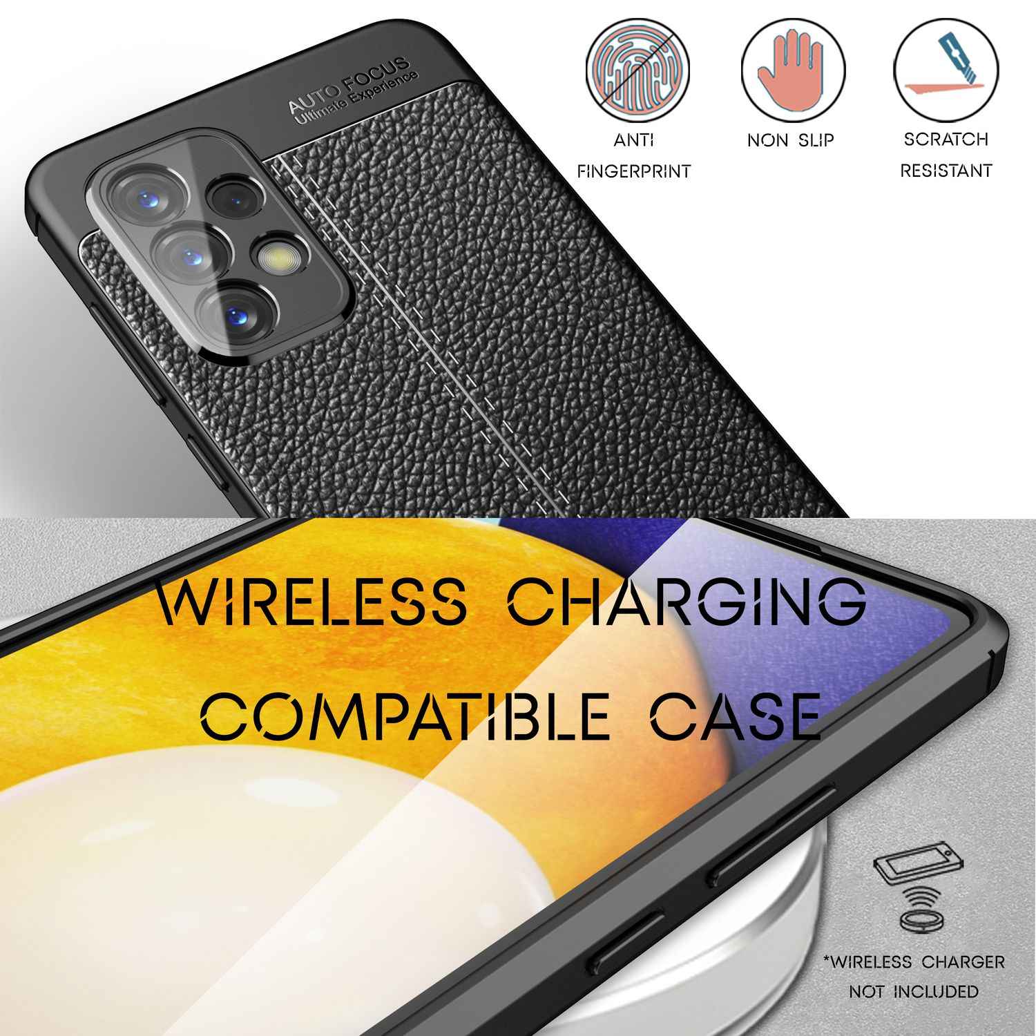 Für Samsung Galaxy A33 - Leder Look Case Anti-Fingerabdruck Silikon Handy Hülle