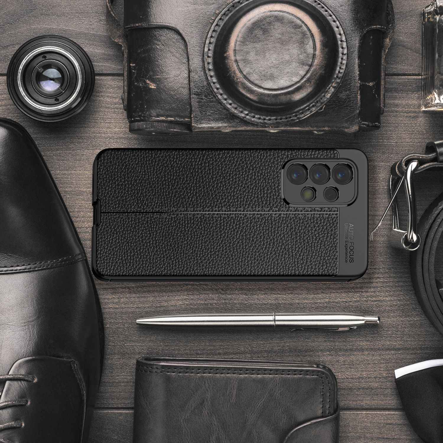 Für Samsung Galaxy A33 - Leder Look Case Anti-Fingerabdruck Silikon Handy Hülle