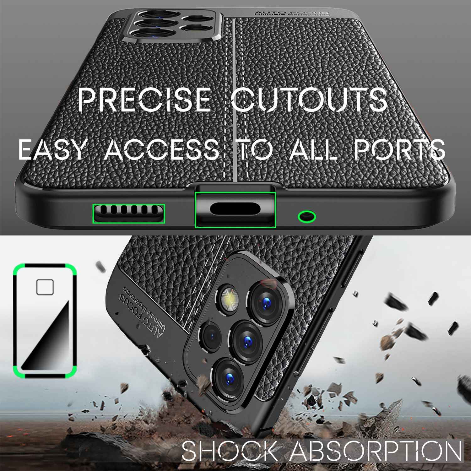 Für Samsung Galaxy A33 - Leder Look Case Anti-Fingerabdruck Silikon Handy Hülle