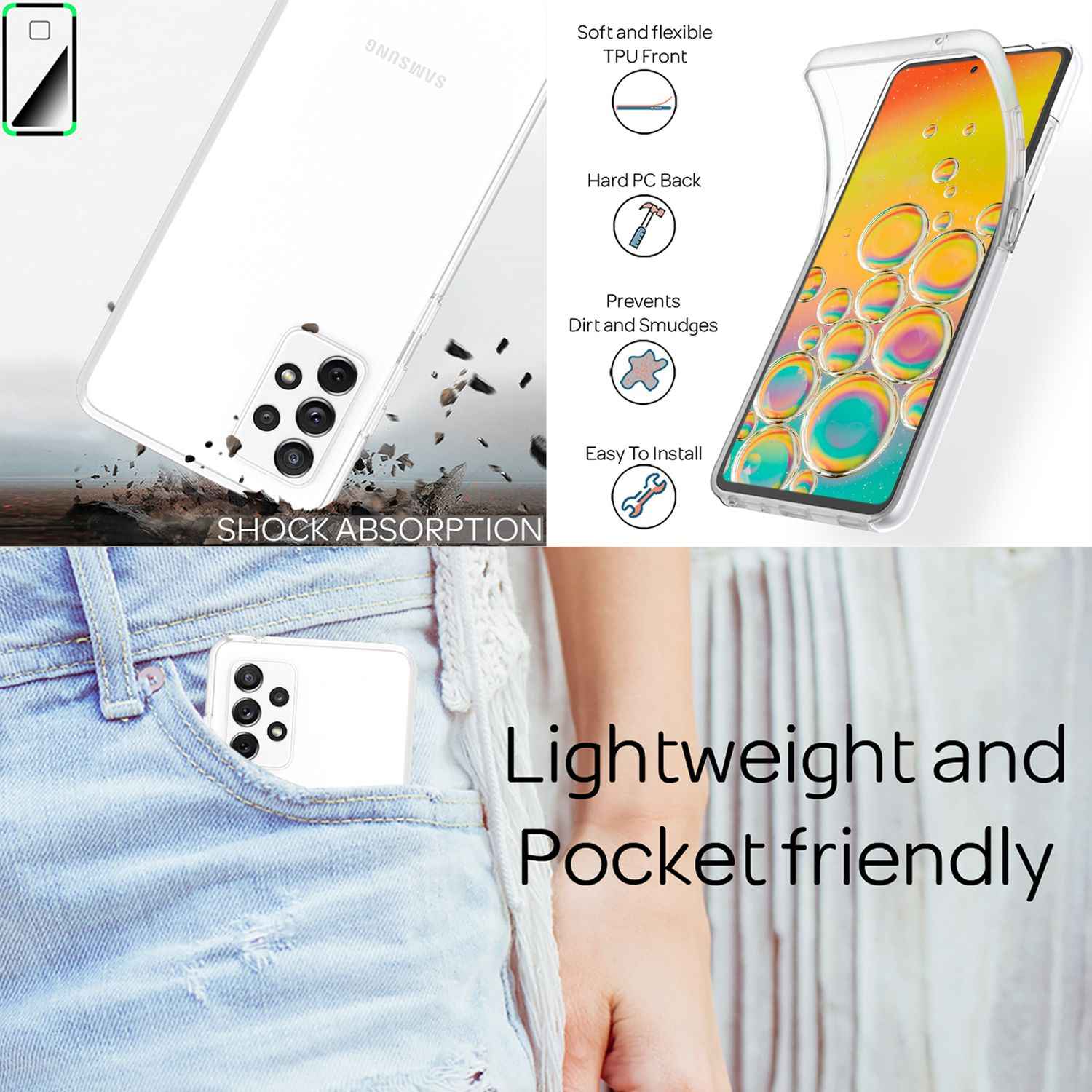 Für Samsung Galaxy A33 - Klare 360° Handy Hülle Hard Case Komplett Schutz Etui