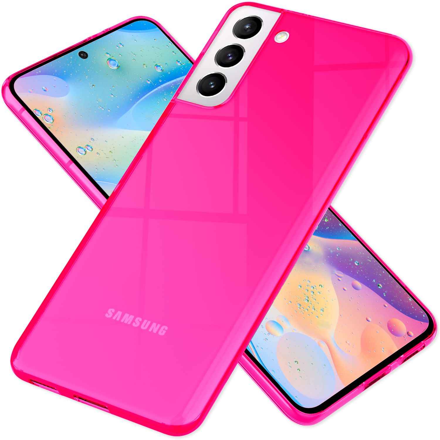 NALIA Klare Neon Silikonhülle für Samsung Galaxy S21 FE, Durchsichtig Bunt Leuchtend Anti-Gelb Vergilbungsfrei, Robuste Handyhülle Schutzhülle
