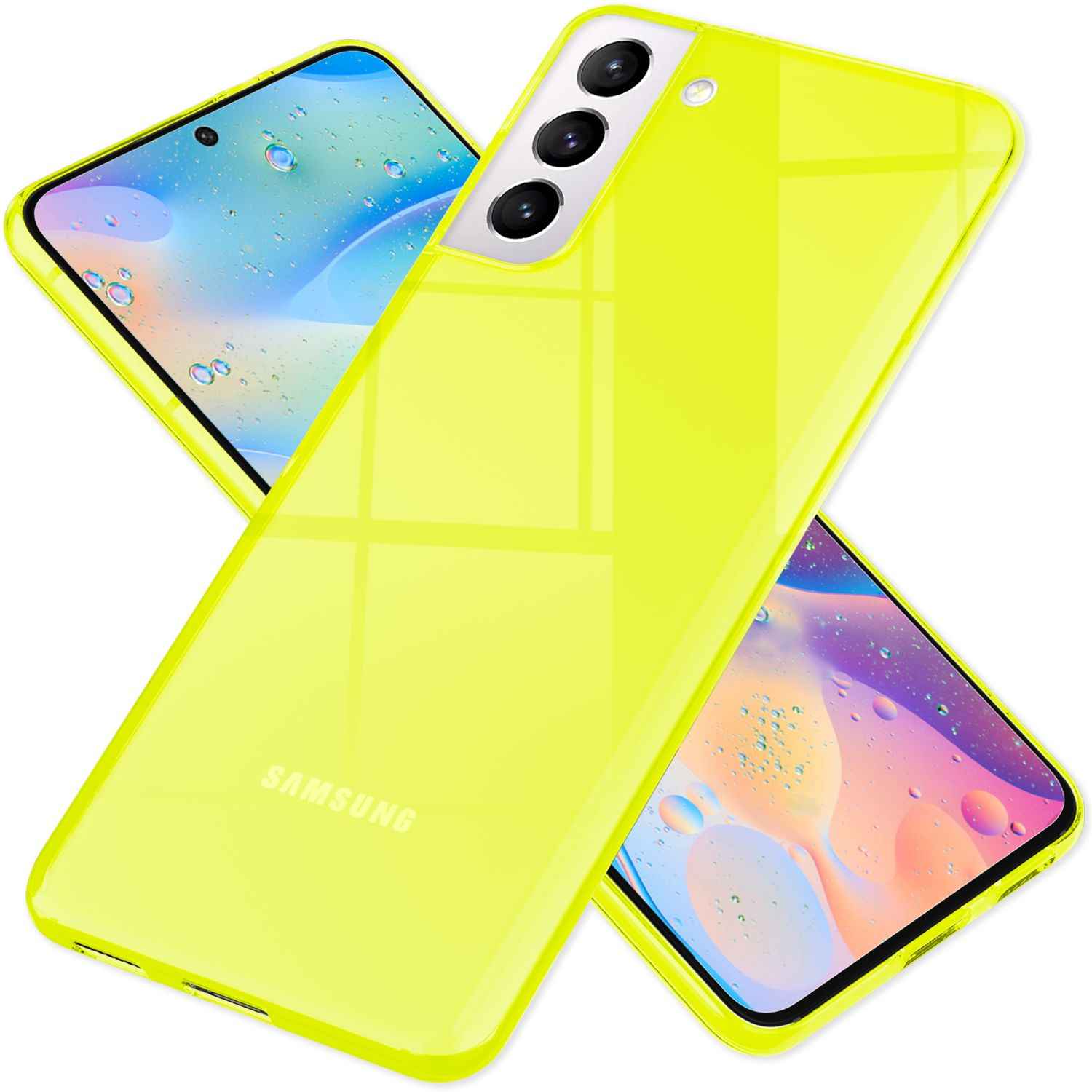 NALIA Klare Neon Silikonhülle für Samsung Galaxy S21 FE, Durchsichtig Bunt Leuchtend Anti-Gelb Vergilbungsfrei, Robuste Handyhülle Schutzhülle