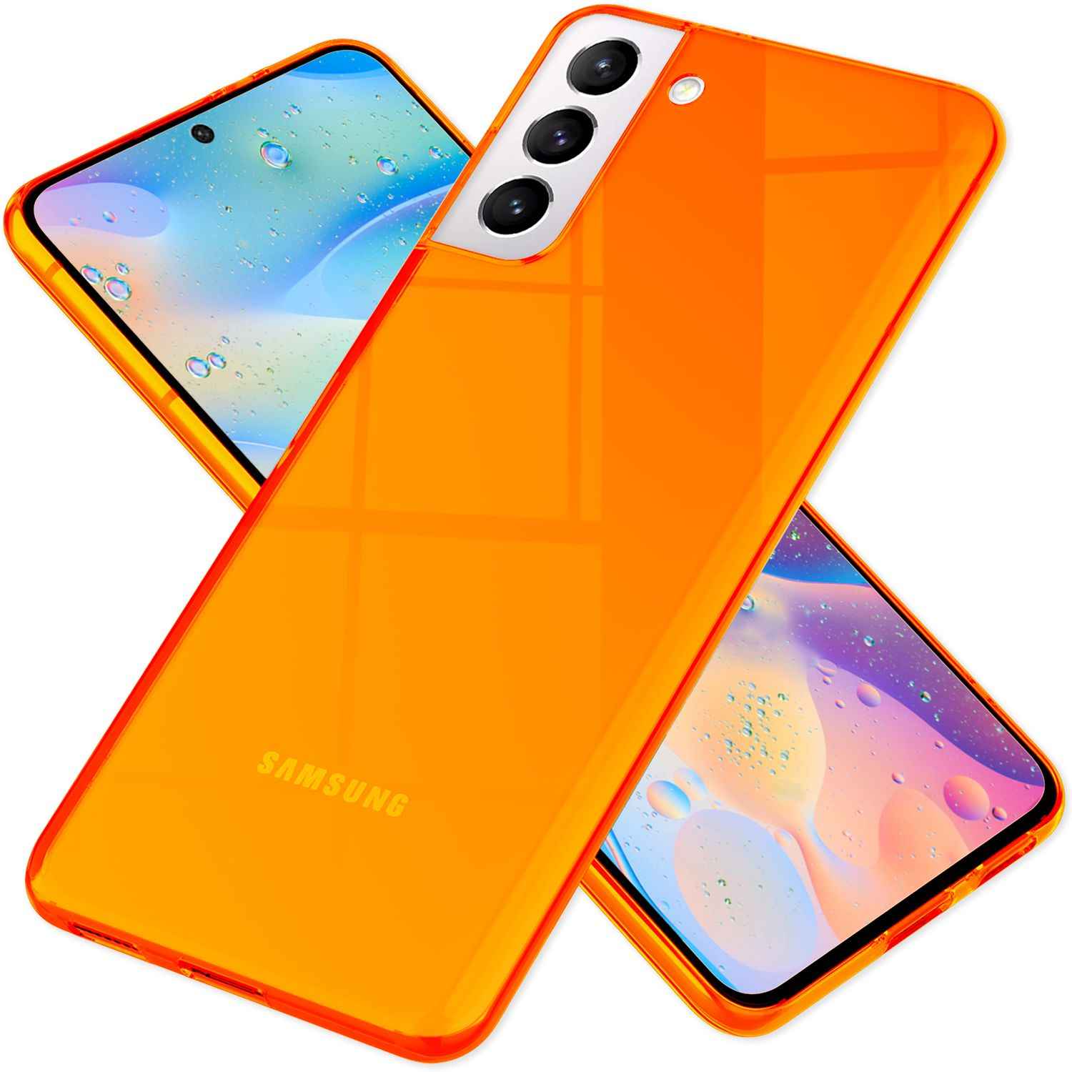 NALIA Klare Neon Silikonhülle für Samsung Galaxy S21 FE, Durchsichtig Bunt Leuchtend Anti-Gelb Vergilbungsfrei, Robuste Handyhülle Schutzhülle