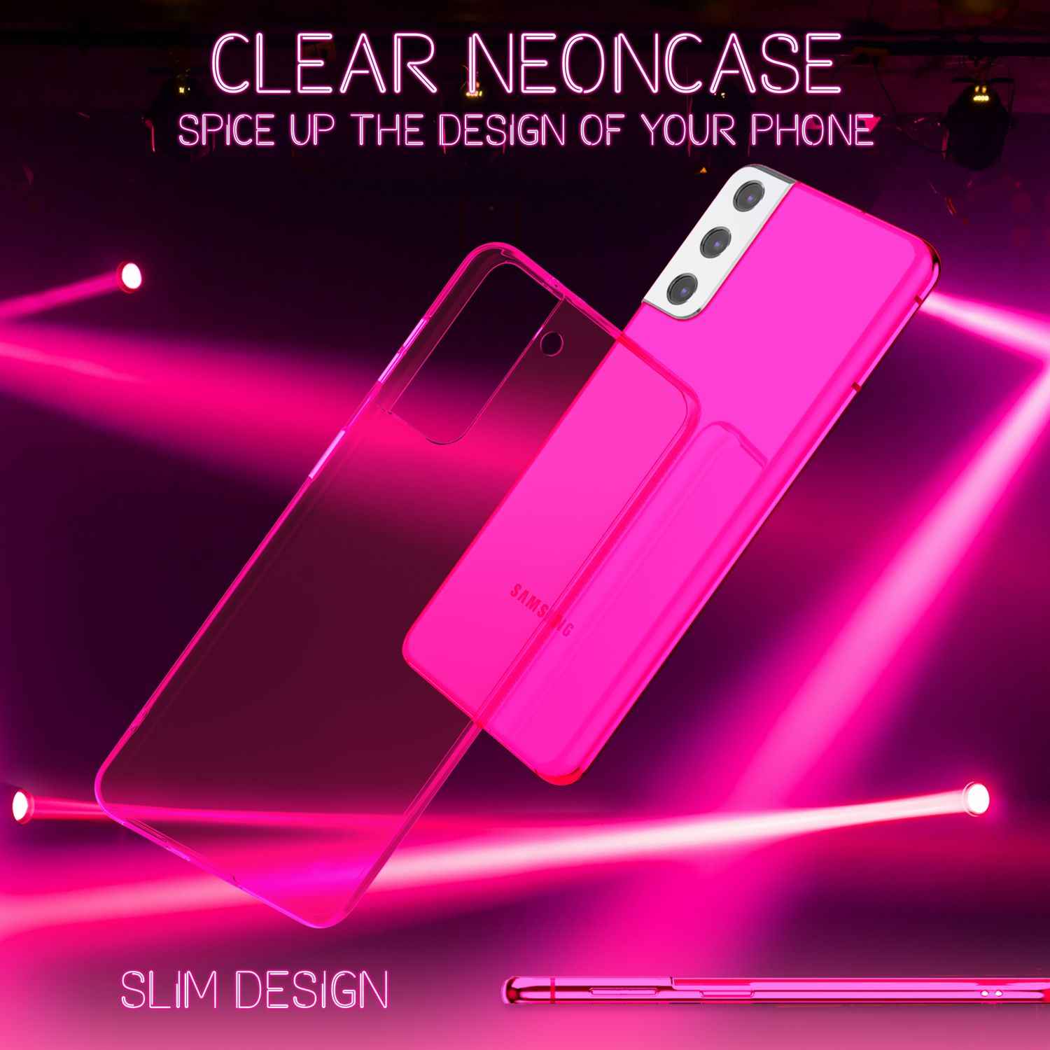 NALIA Klare Neon Silikonhülle für Samsung Galaxy S21 FE, Durchsichtig Bunt Leuchtend Anti-Gelb Vergilbungsfrei, Robuste Handyhülle Schutzhülle