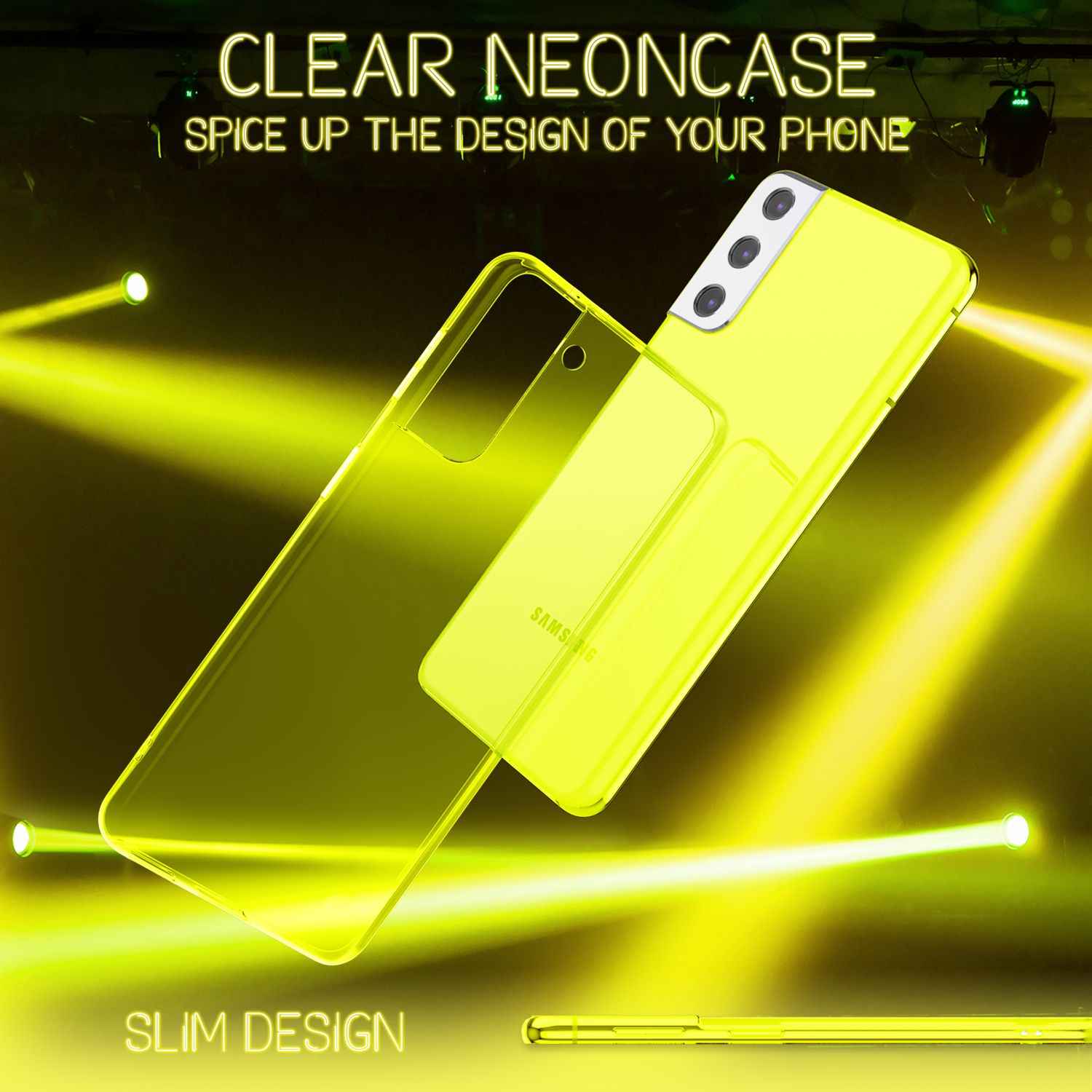 NALIA Klare Neon Silikonhülle für Samsung Galaxy S21 FE, Durchsichtig Bunt Leuchtend Anti-Gelb Vergilbungsfrei, Robuste Handyhülle Schutzhülle