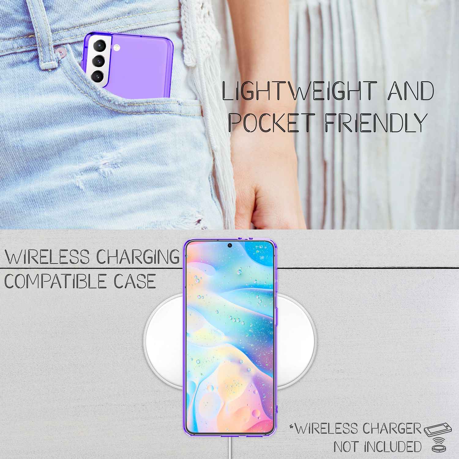 NALIA Klare Neon Silikonhülle für Samsung Galaxy S21 FE, Durchsichtig Bunt Leuchtend Anti-Gelb Vergilbungsfrei, Robuste Handyhülle Schutzhülle