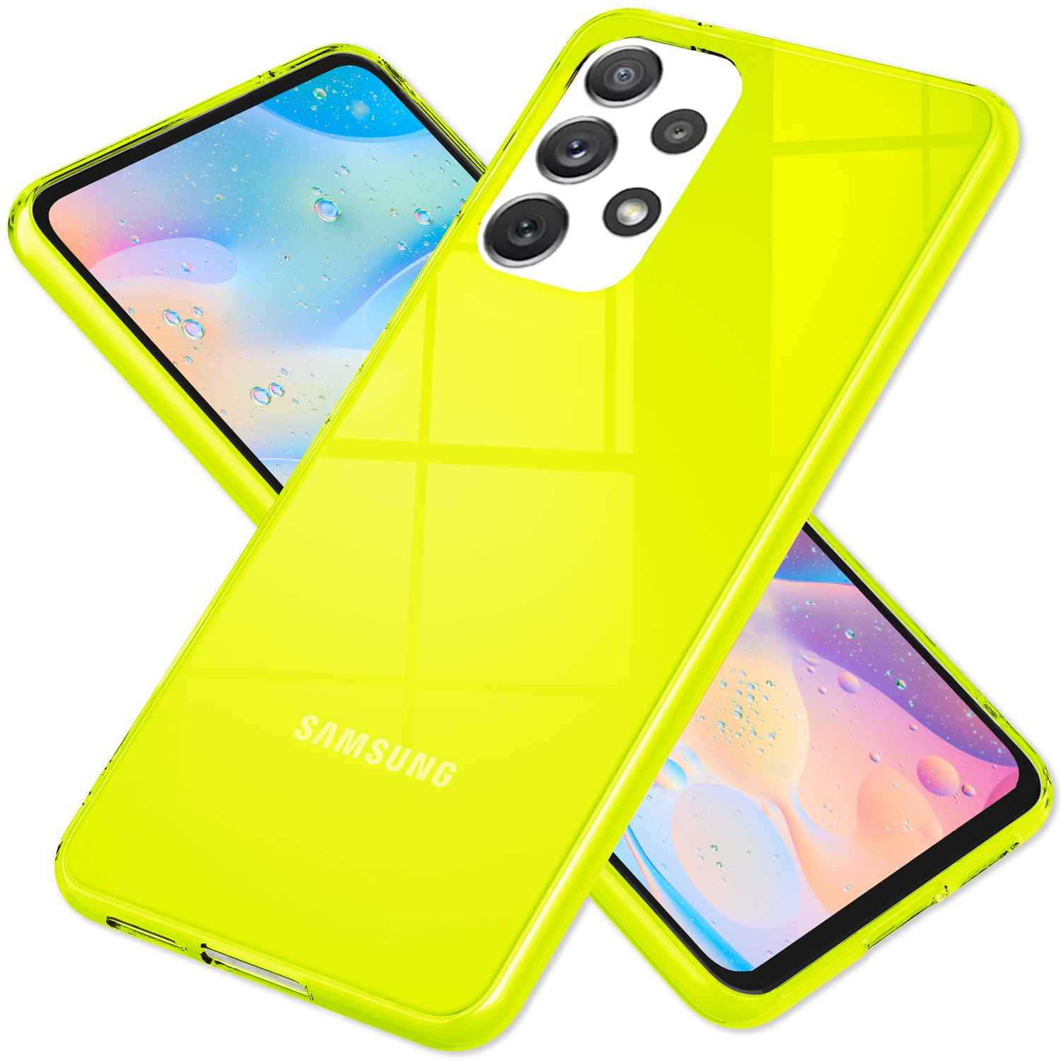 Klare Neon Silikonhülle für Samsung Galaxy A53, Handy Hülle Schutz TPU Case