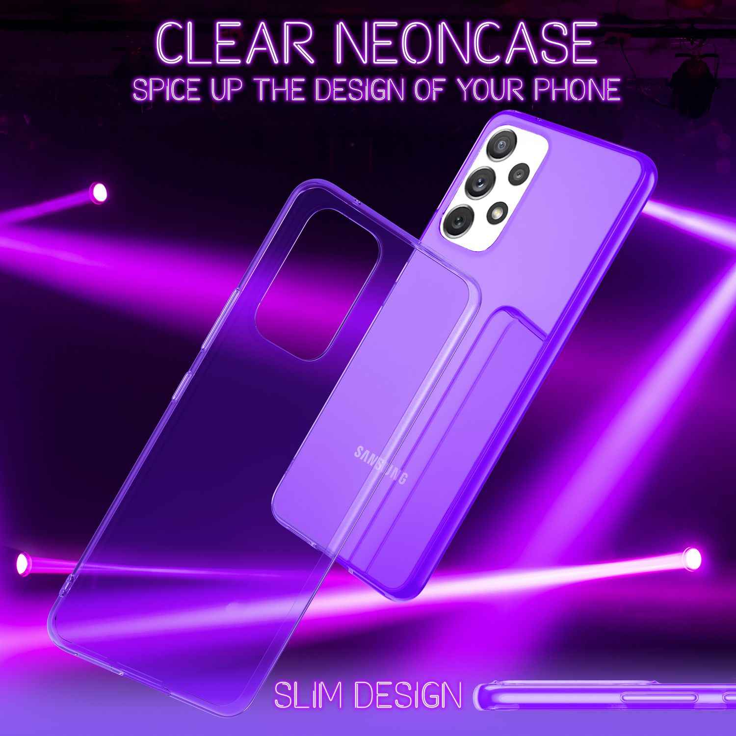 Klare Neon Silikonhülle für Samsung Galaxy A53, Handy Hülle Schutz TPU Case