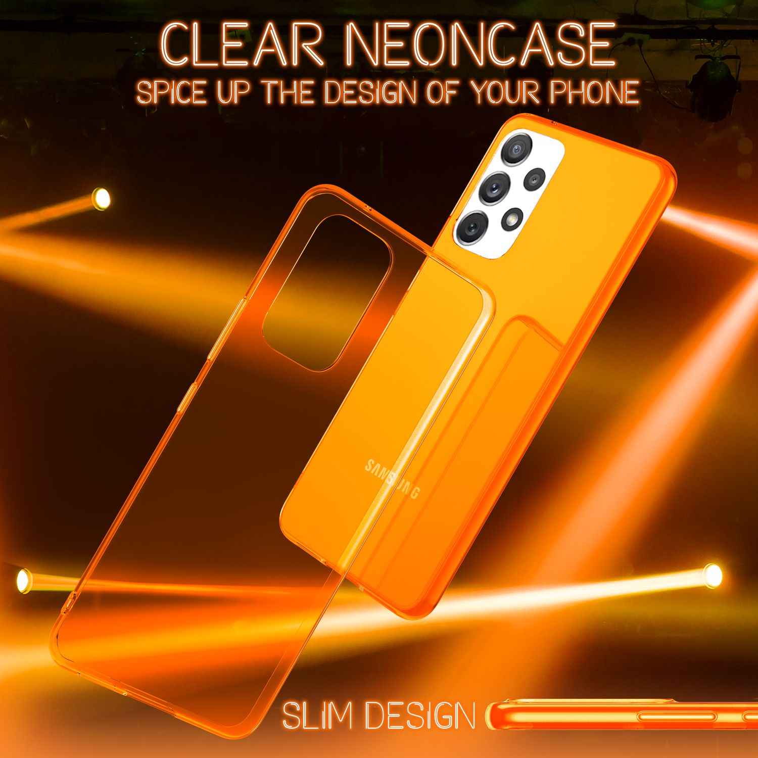 Klare Neon Silikonhülle für Samsung Galaxy A53, Handy Hülle Schutz TPU Case